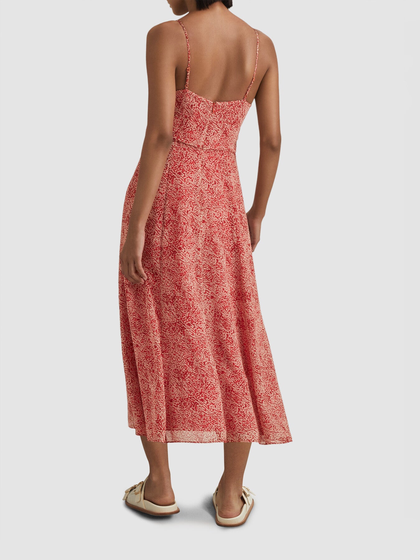 Olivia Printed Belted Midi Dress