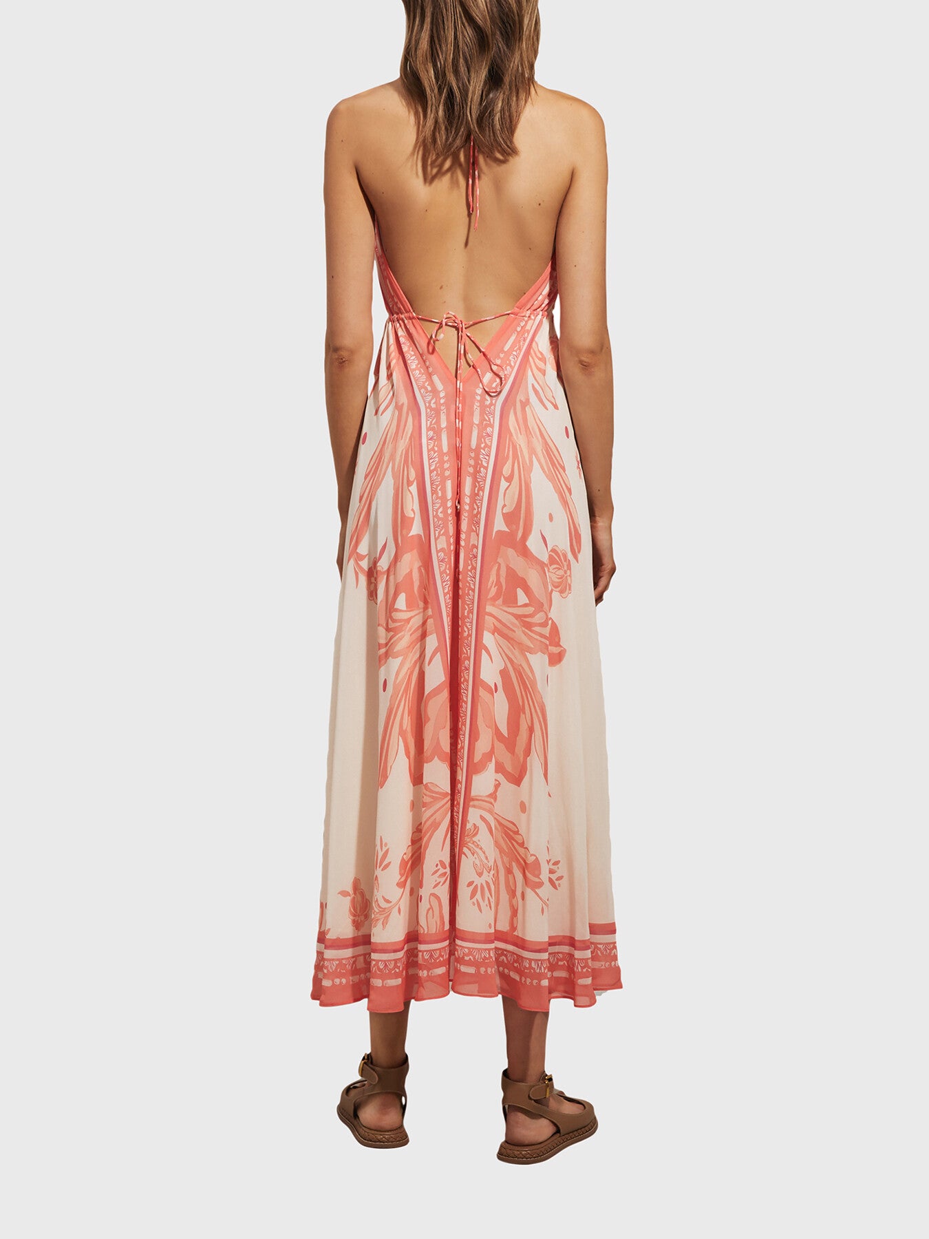 Delilah Printed Ruched Waist Midi Dress