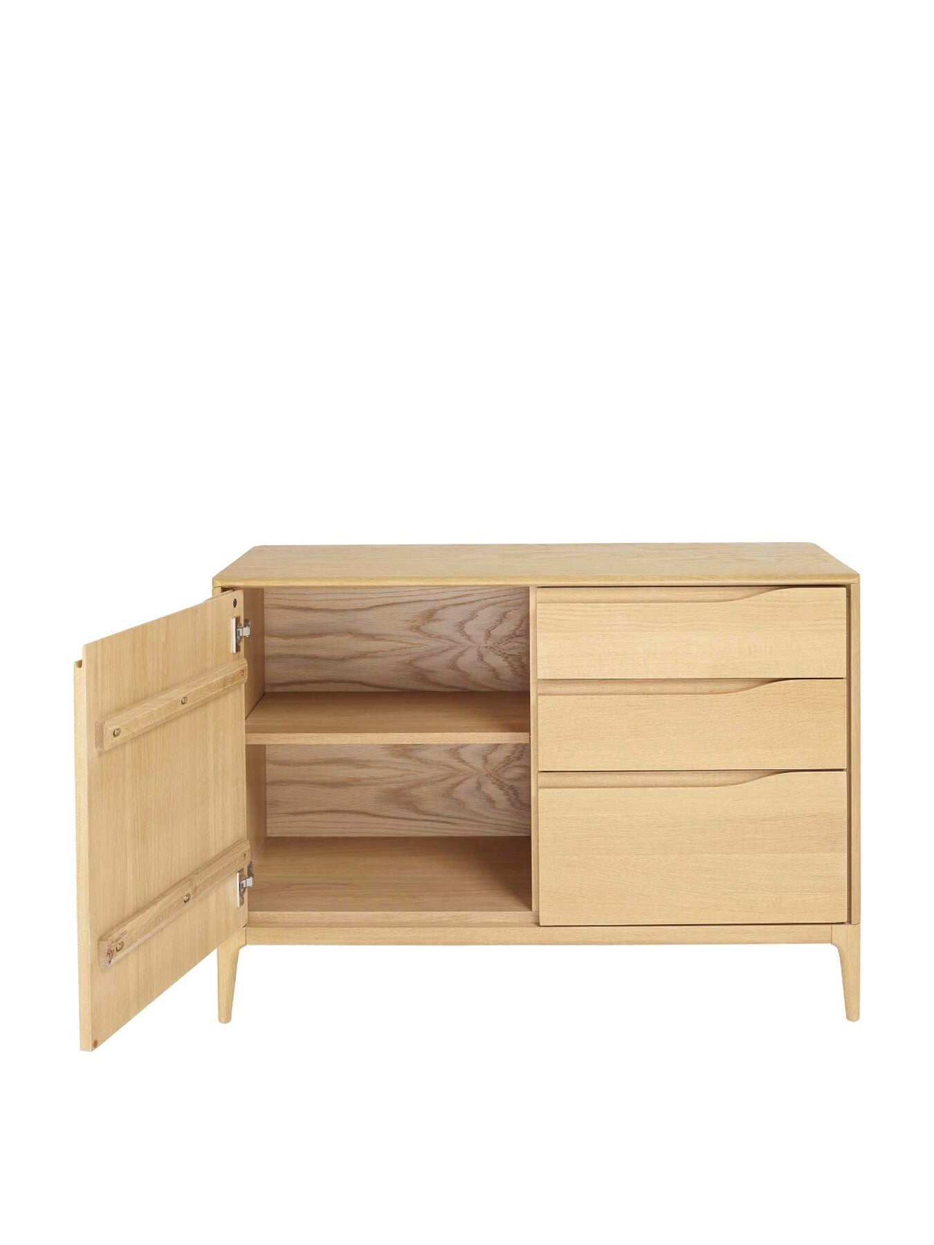 Romana Oak Wood 1 Door 3 Drawer Small Sideboard