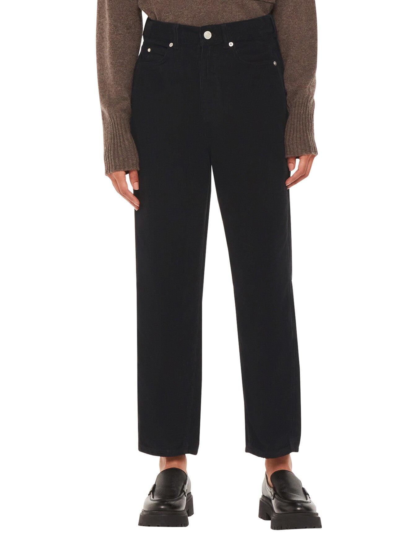 High Waist Cord Barrel Jean