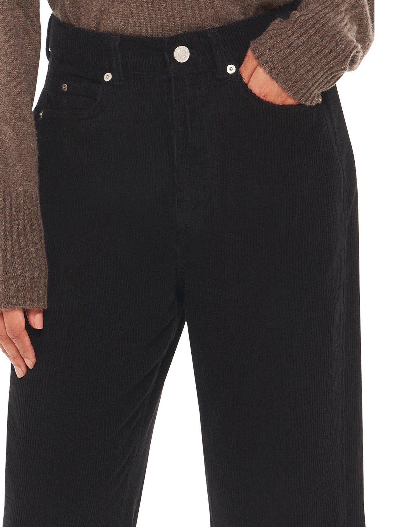 High Waist Cord Barrel Jean