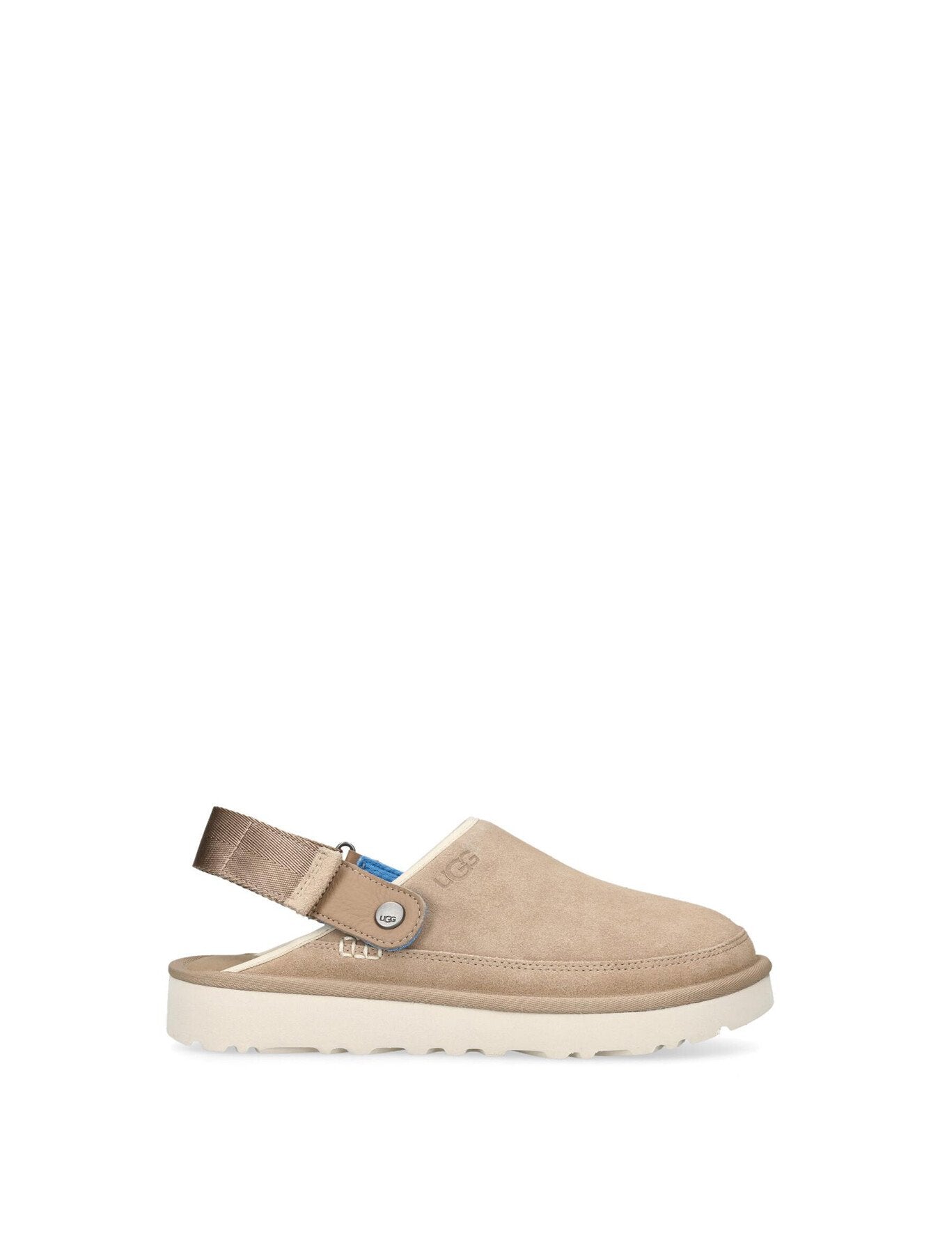 Mens Goldencoast Suede Clog Sandals Beige