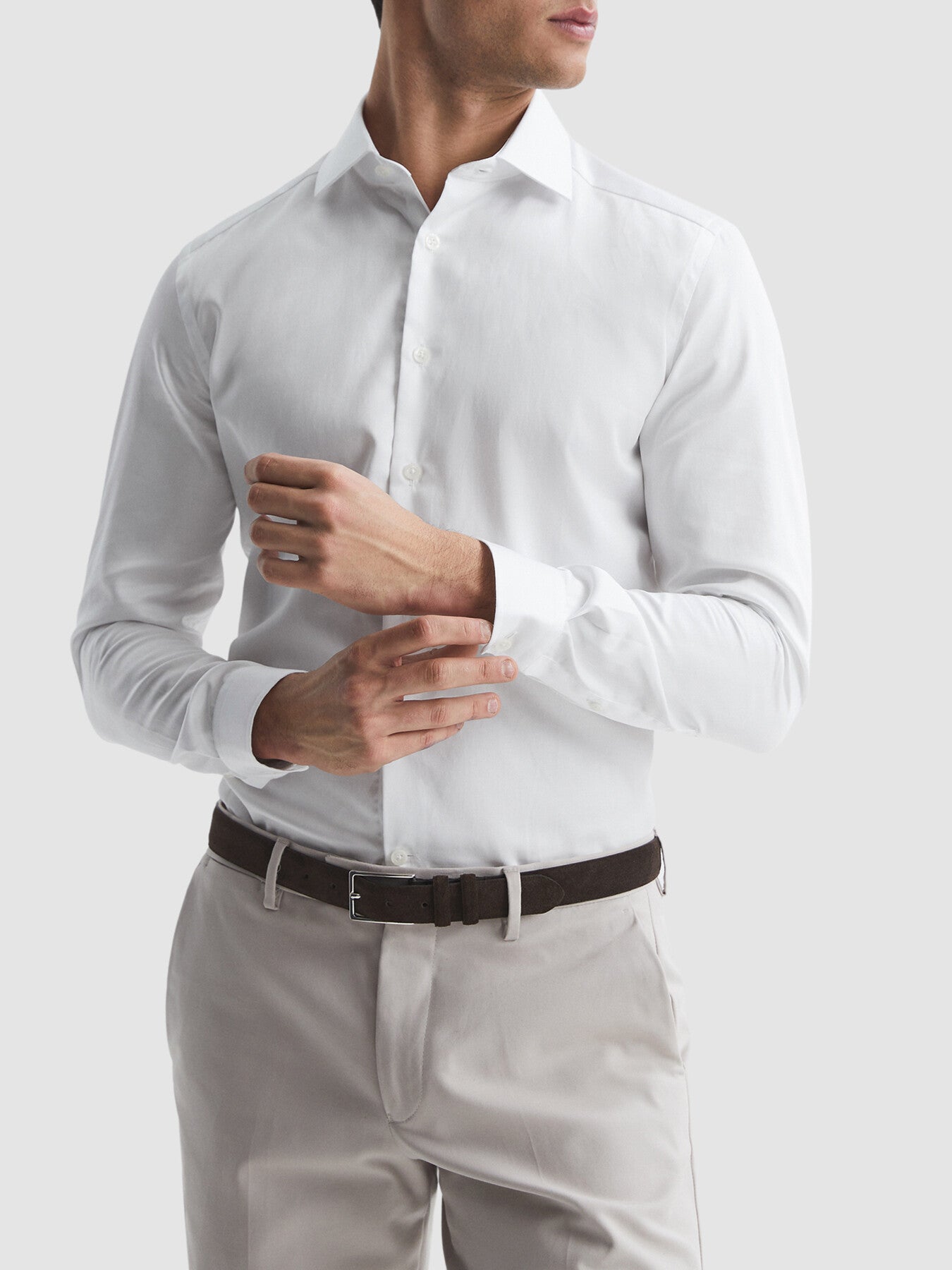 WhiteRemote Cotton Satin Slim Fit Shirt