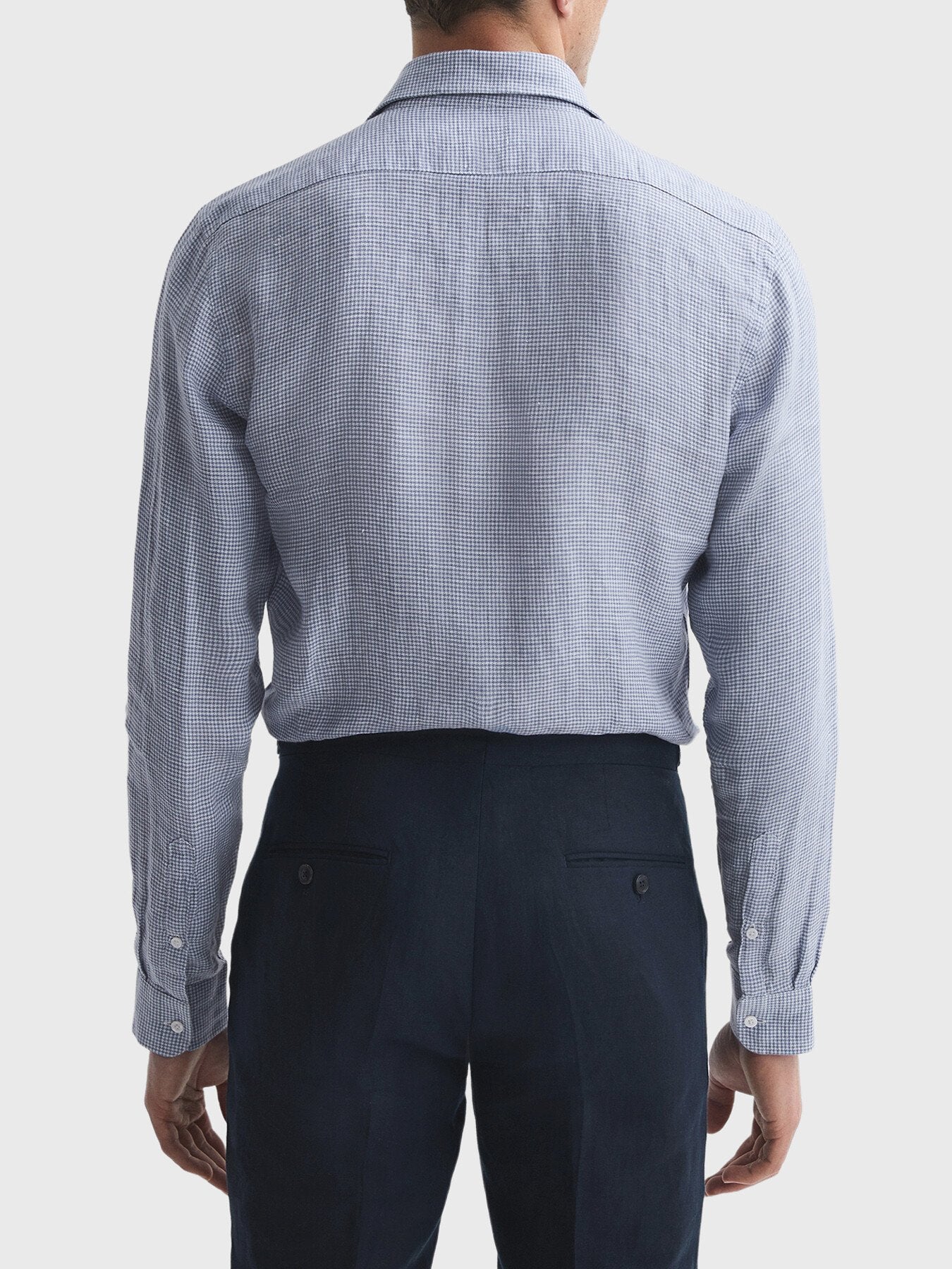 Ruban Slim Fit Linen Puppytooth Shirt