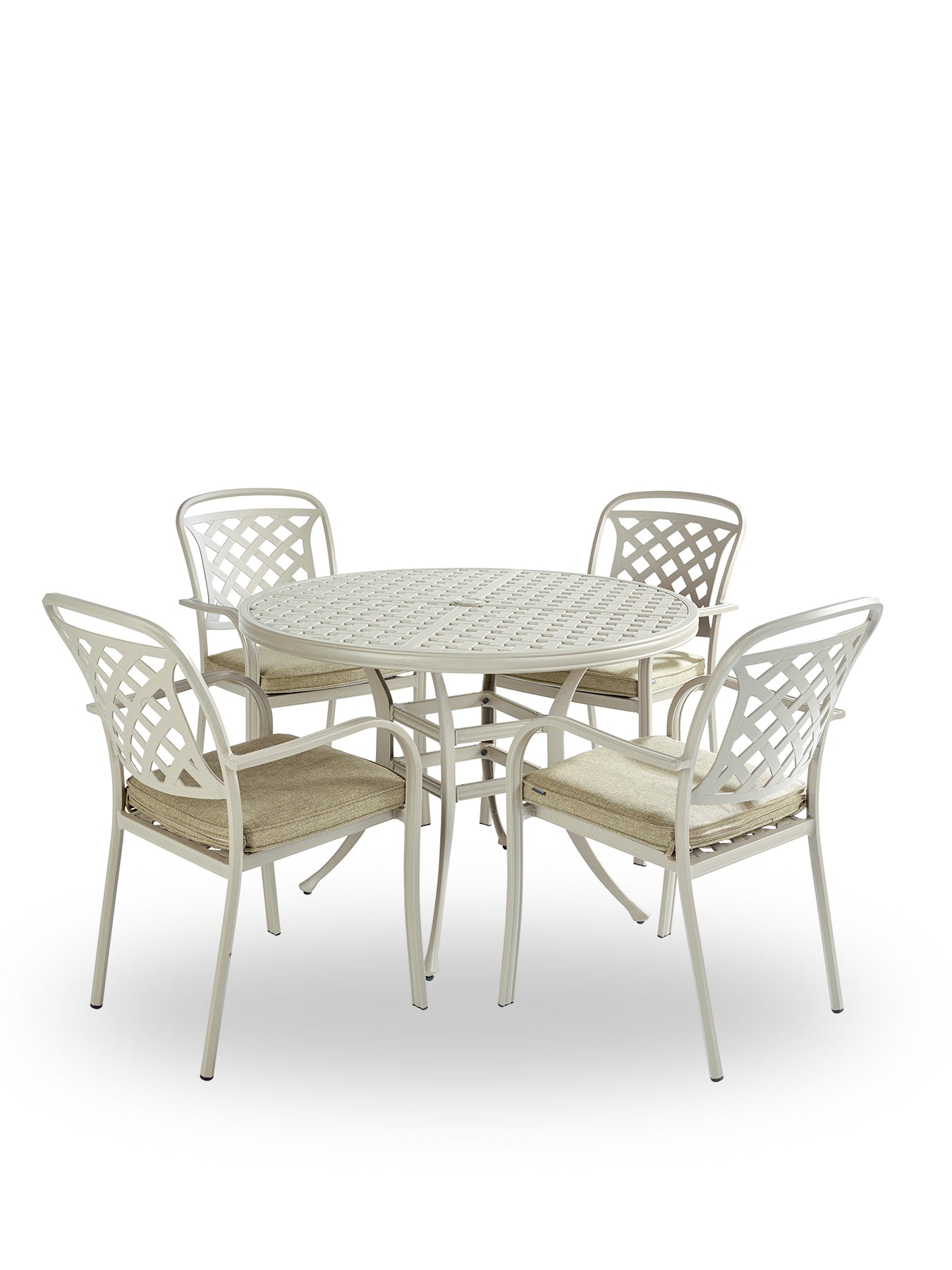 Berkeley 4 Seat Dining Set with Parasol & Base