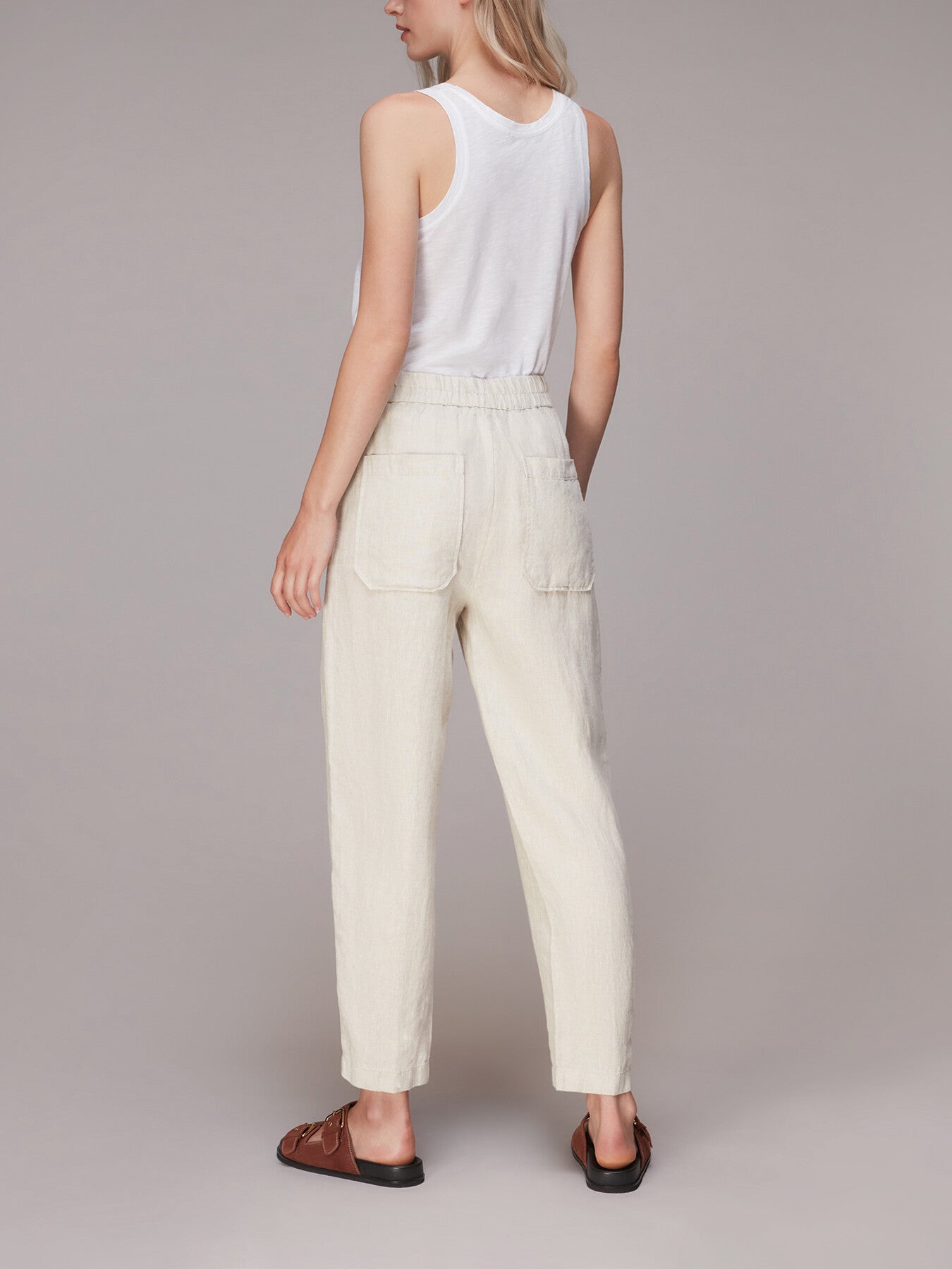 Linen Barrel Leg Trouser