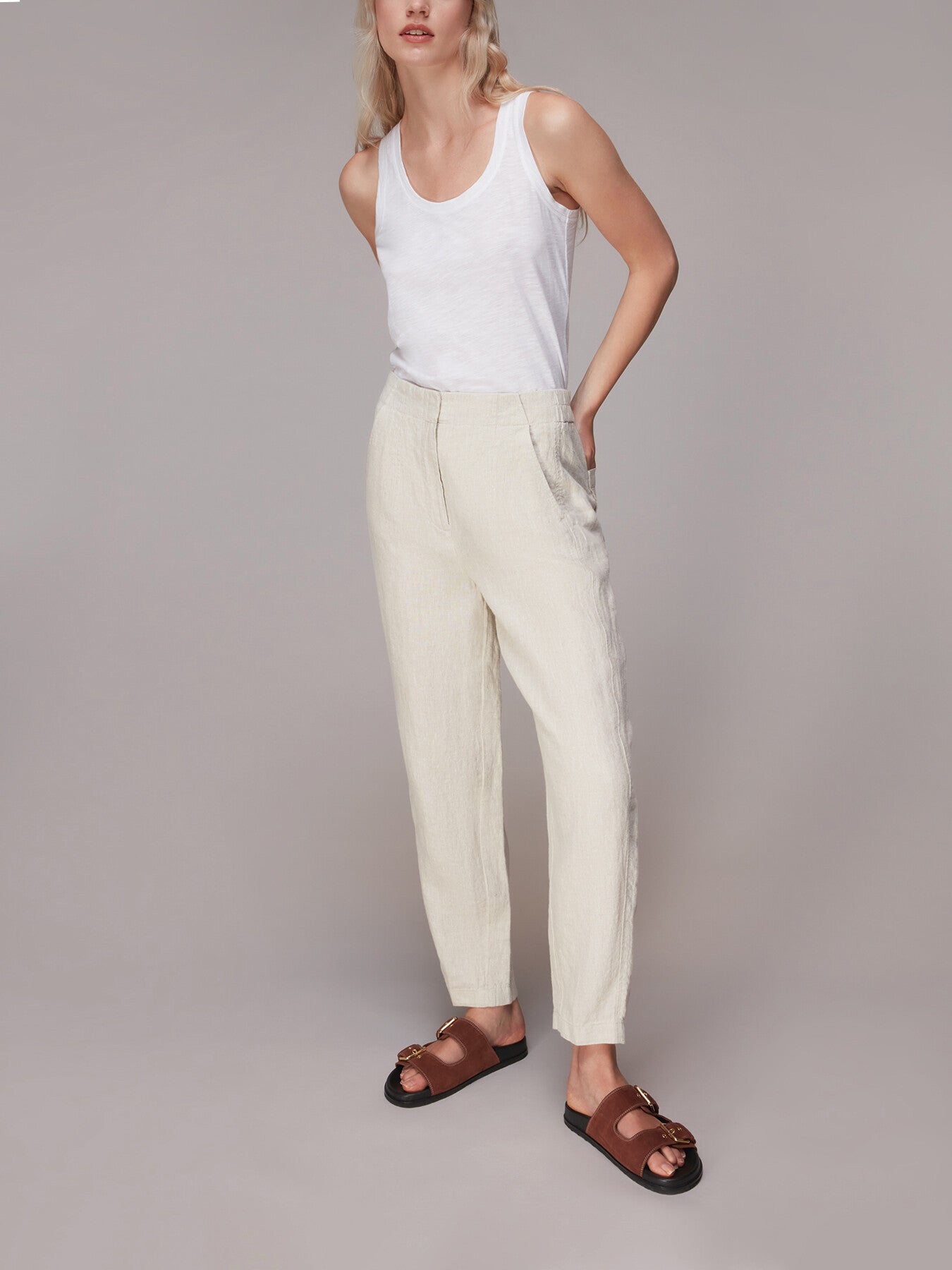 Linen Barrel Leg Trouser