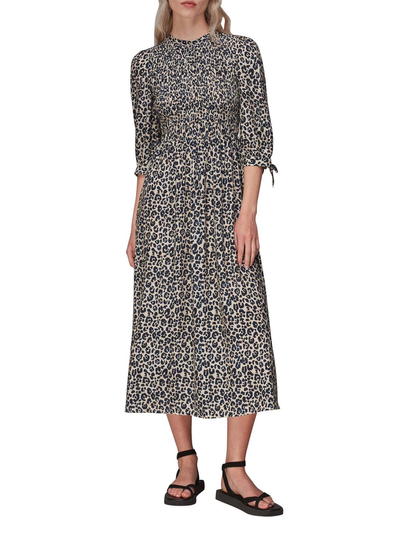 Cheetah Print Shirred Dress