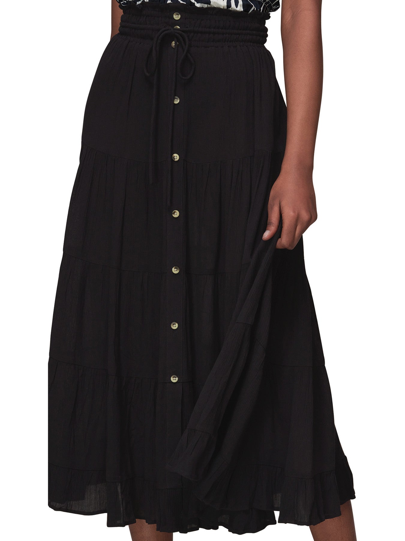 Button Front Crinkle Skirt