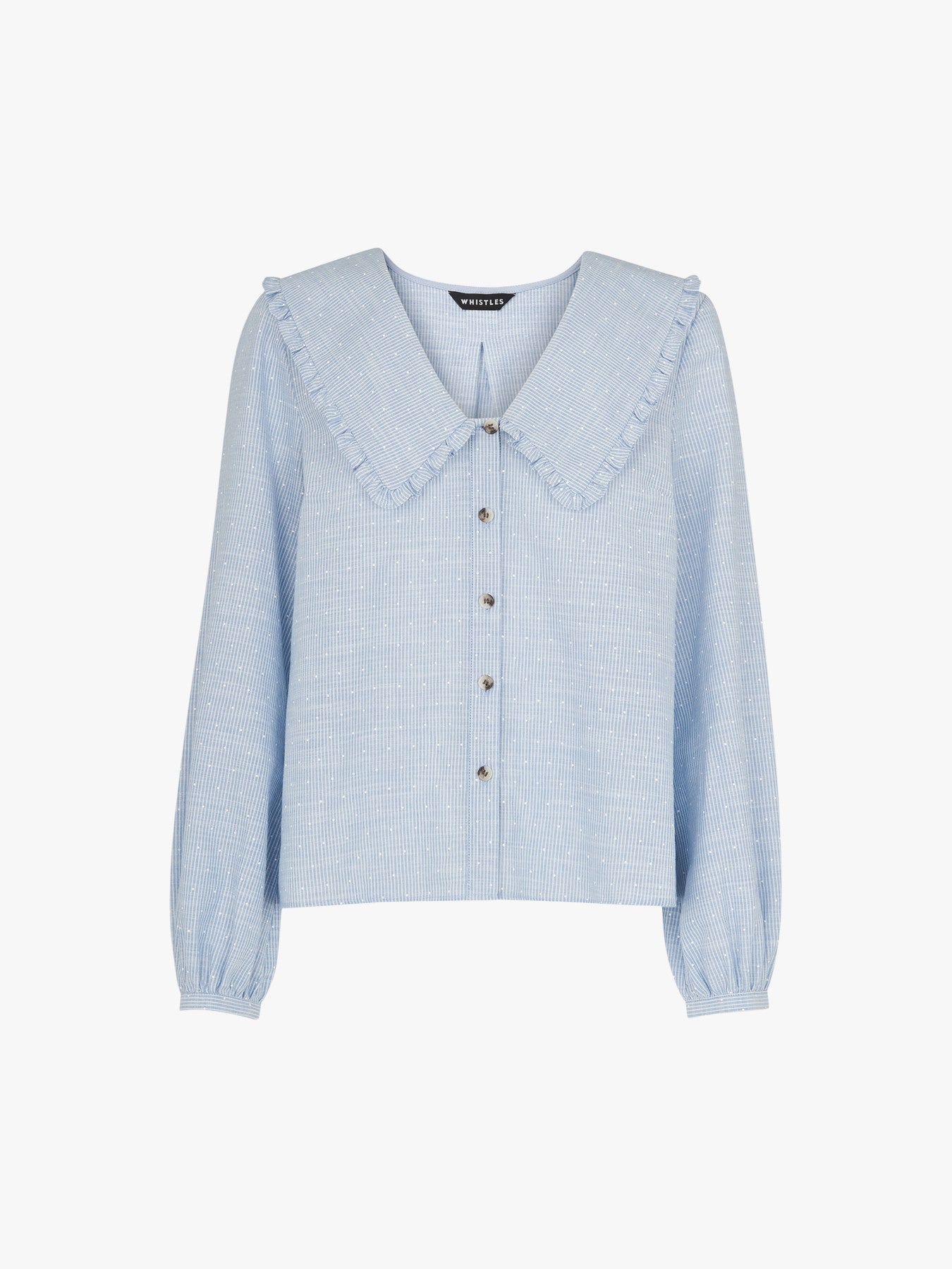 Stripe Spot Collar Detail Top