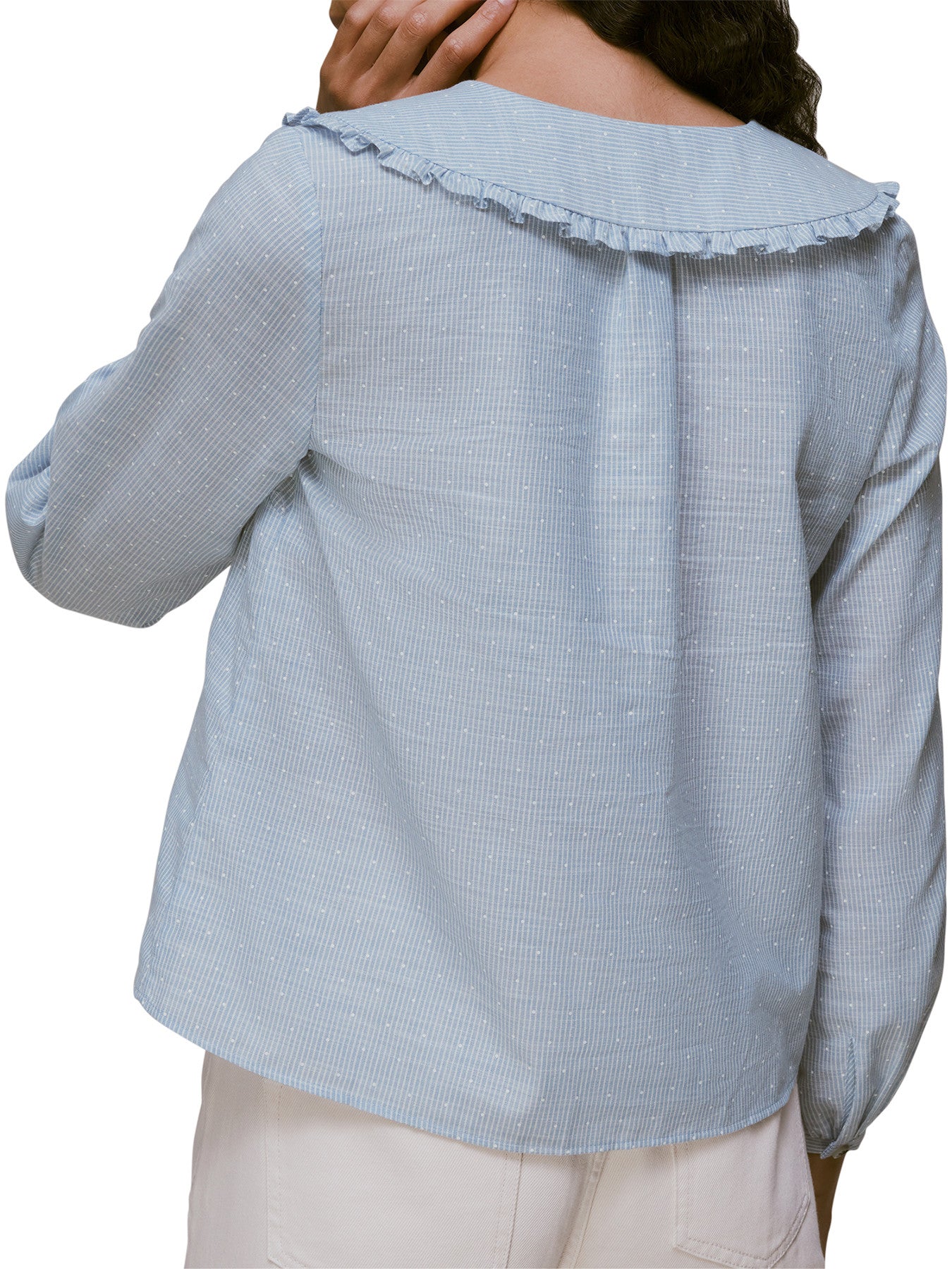 Stripe Spot Collar Detail Top