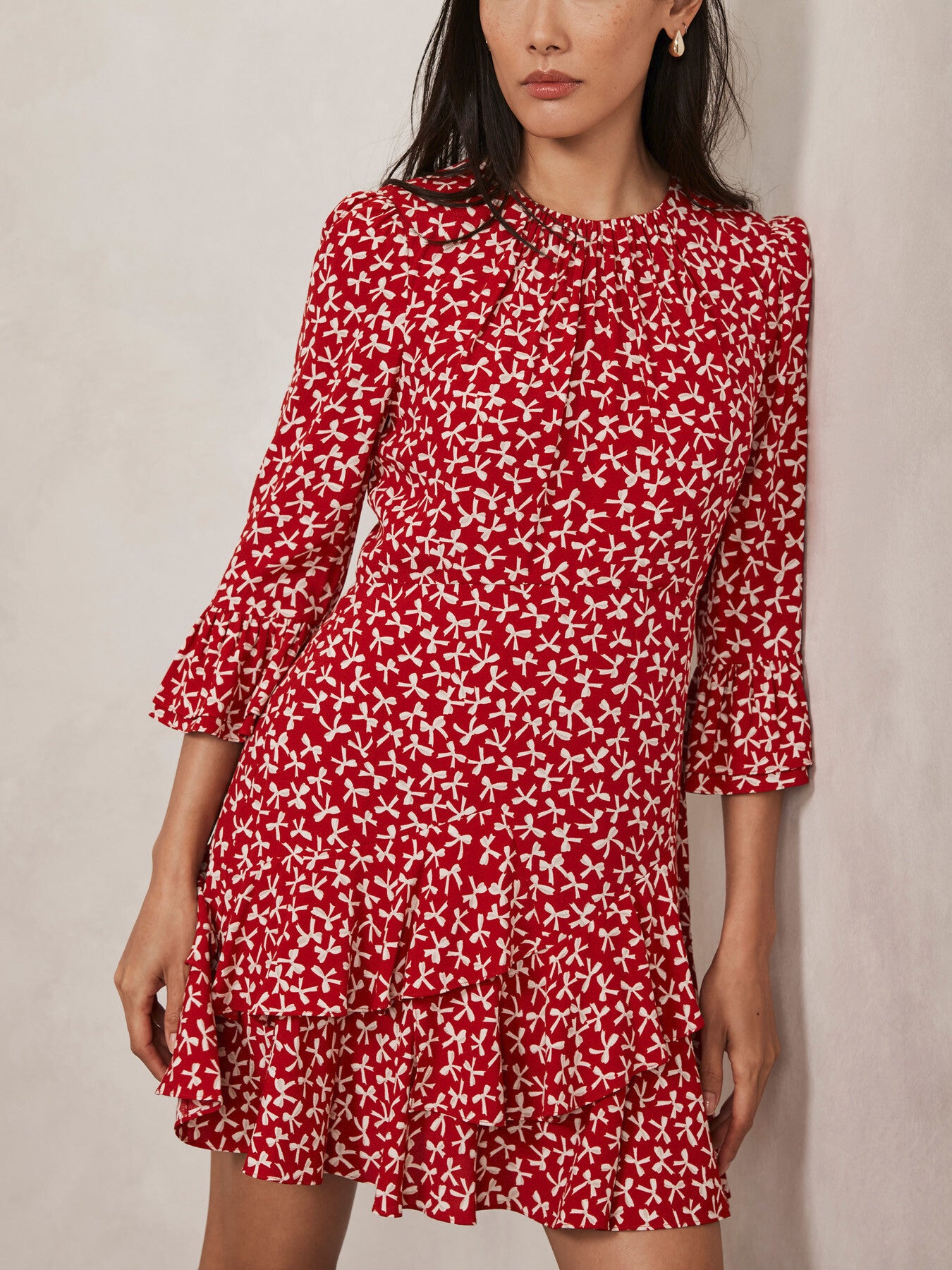 Bow Print Mini Dress