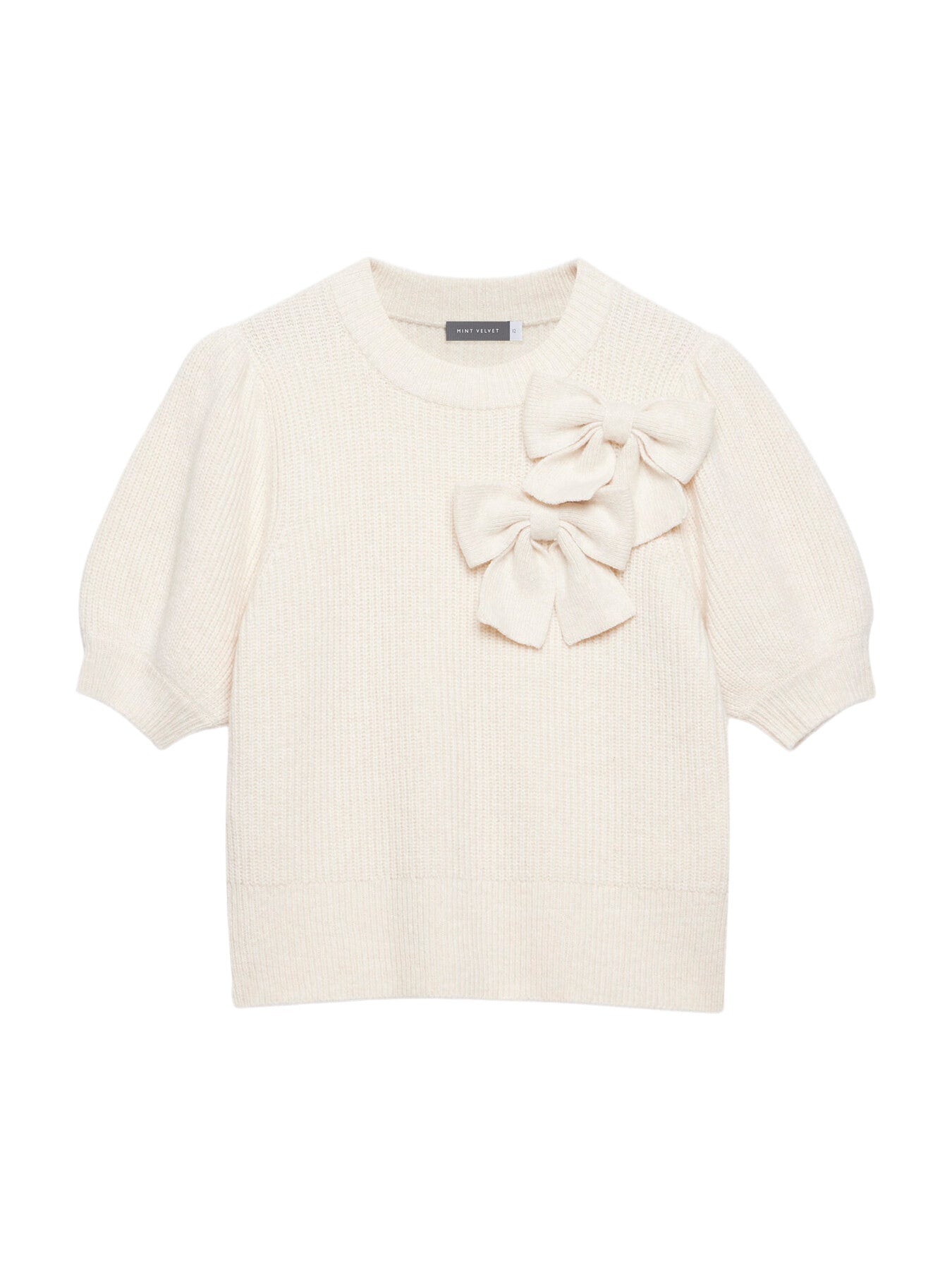 Cream Knit Bow Top