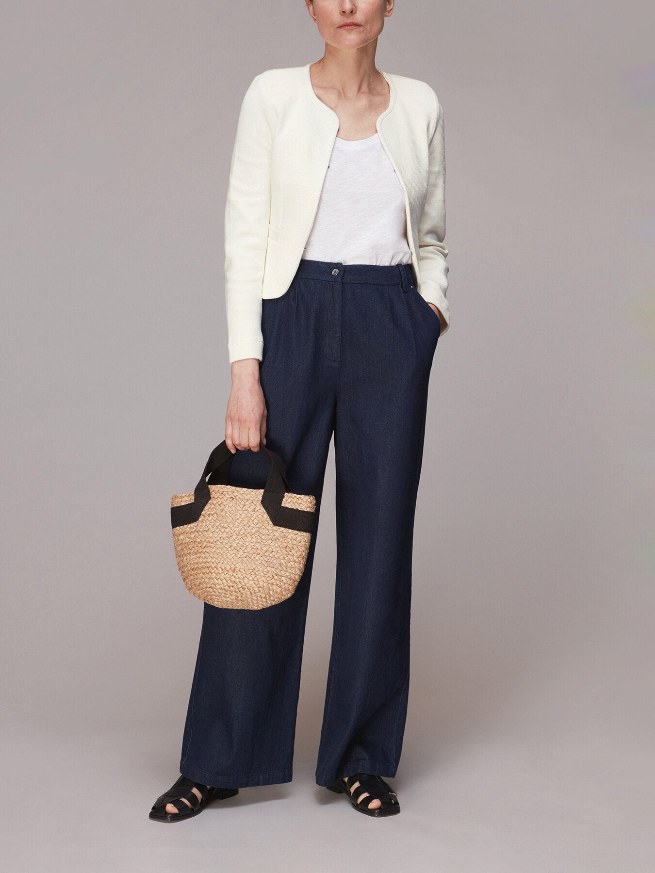 Collarless Jersey Jacket