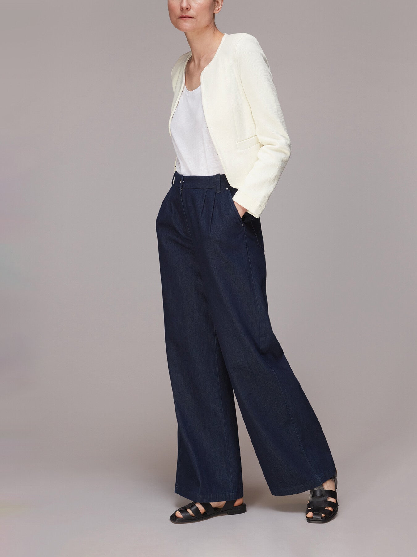 Collarless Jersey Jacket