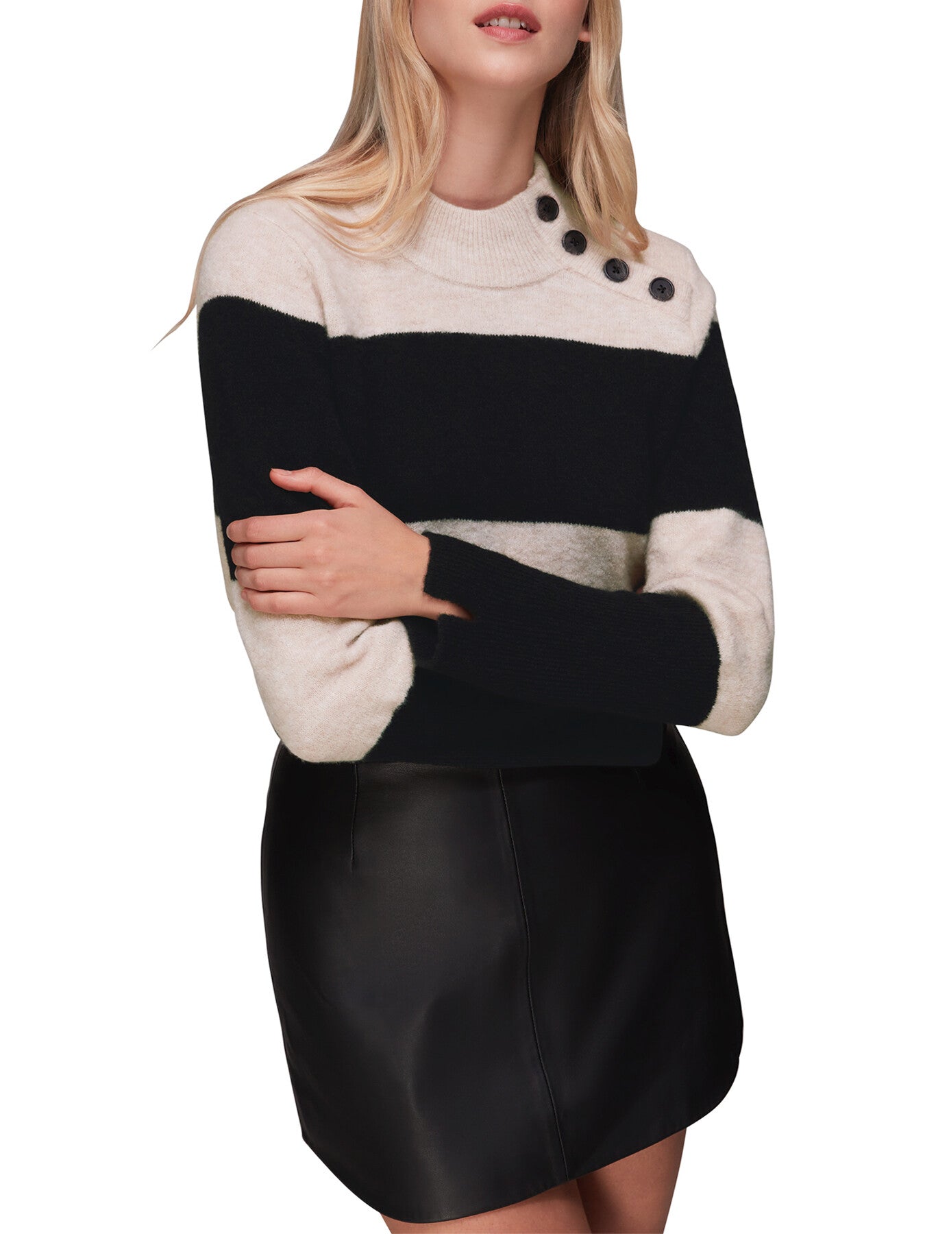 Stripe Button Neck Jumper