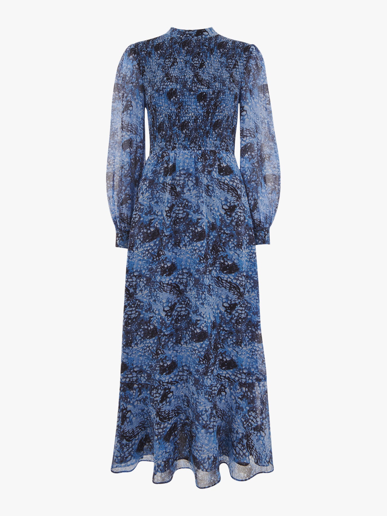 Snow Flurry Shirred Midi Dress
