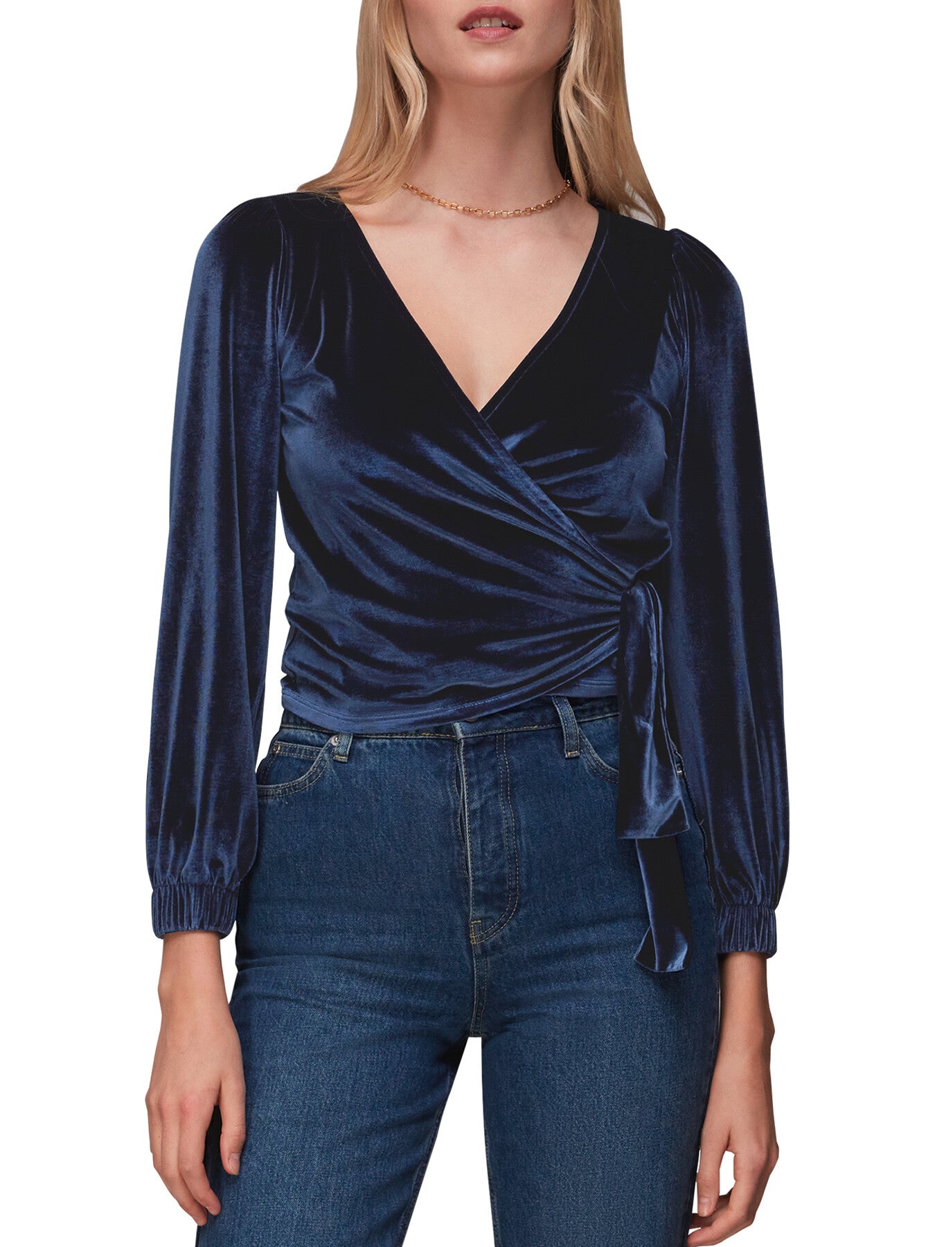 Velvet V Neck Wrap Top