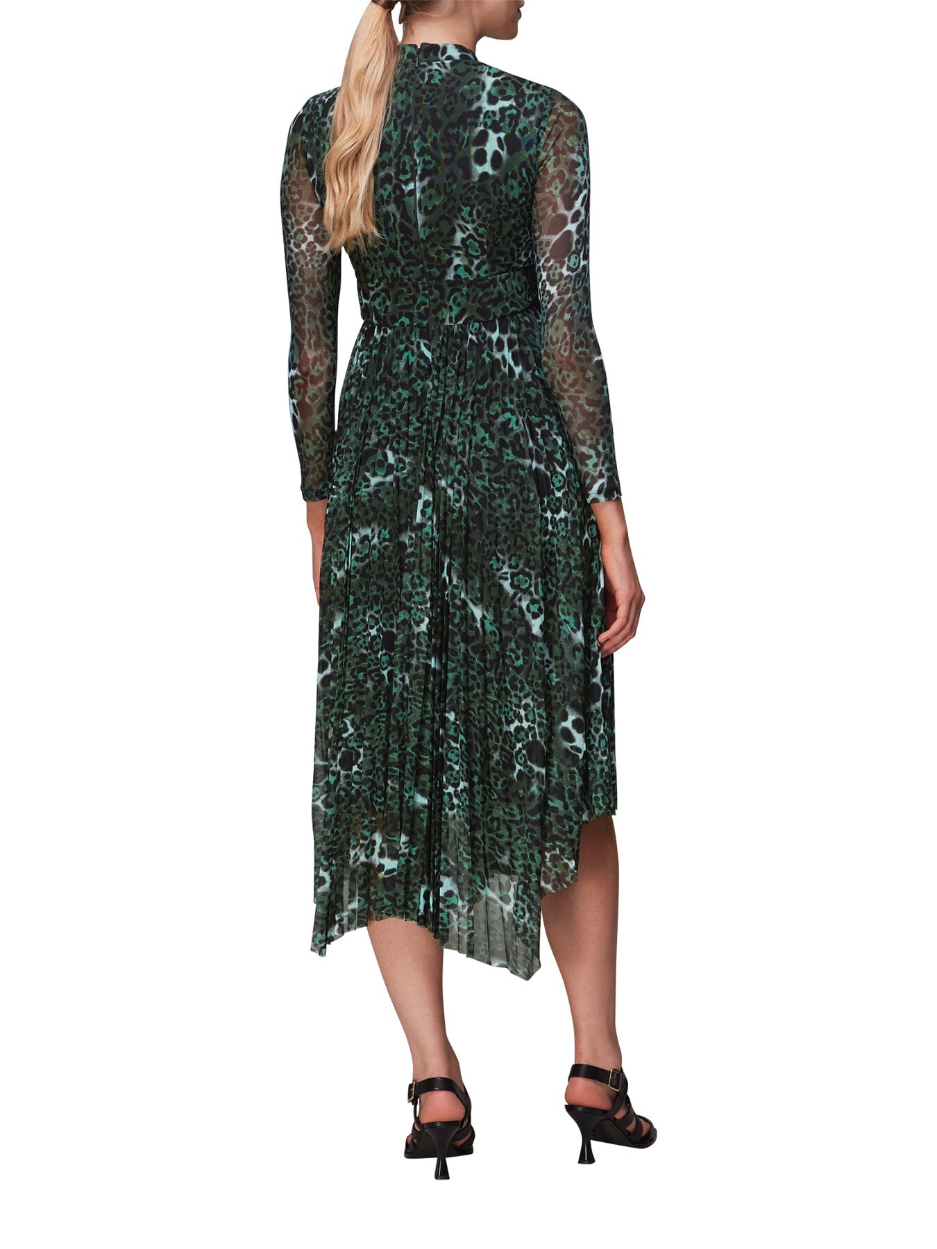 Night Cat Pleated Mesh Dress