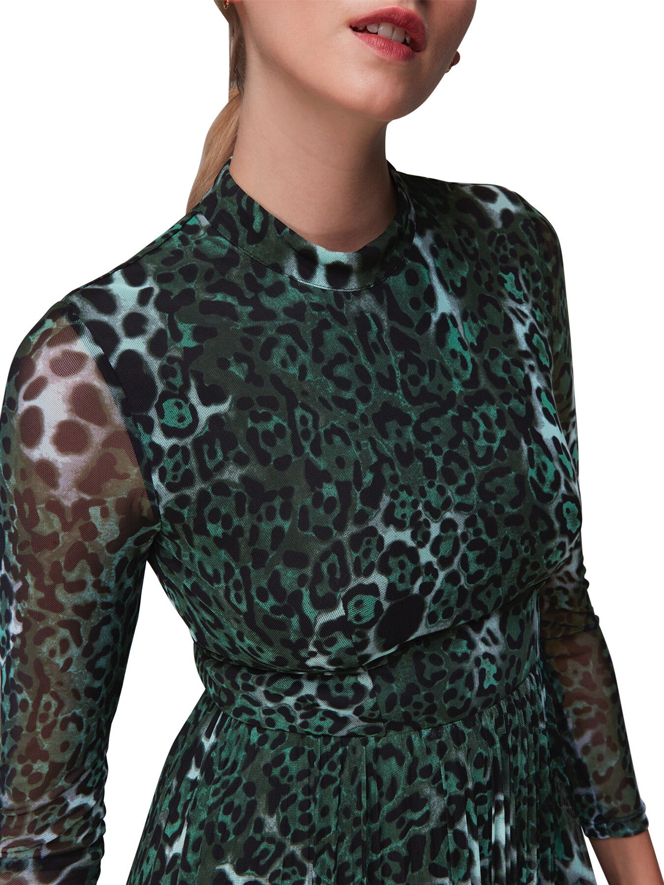 Night Cat Pleated Mesh Dress