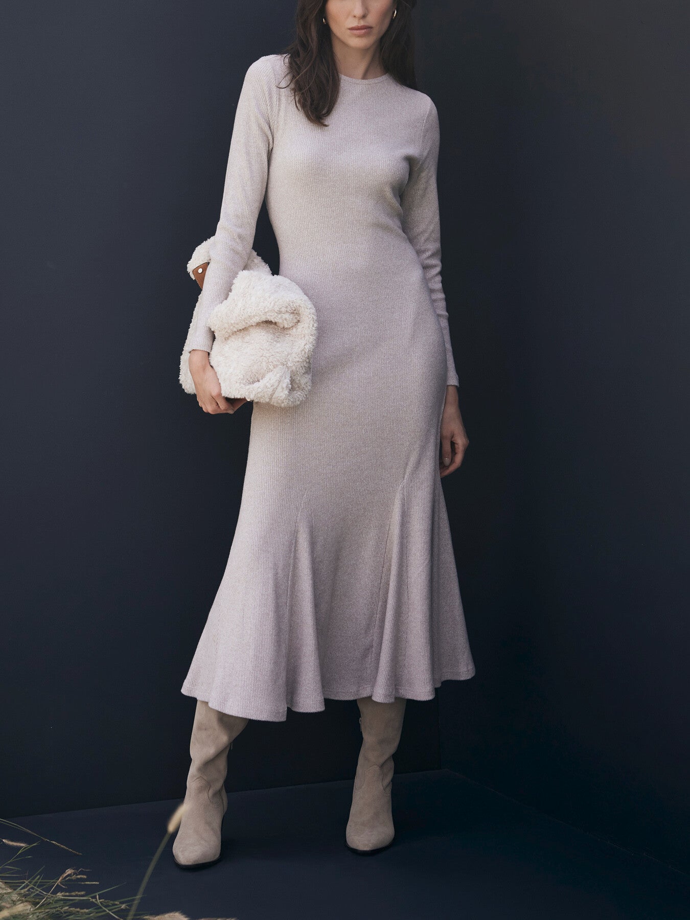 Cosy Ribbed Jersey Midi Dress