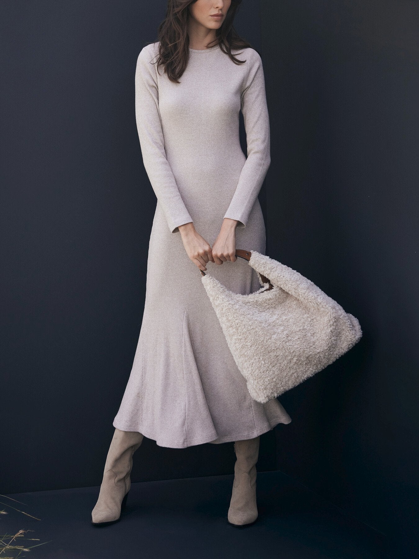 Cosy Ribbed Jersey Midi Dress