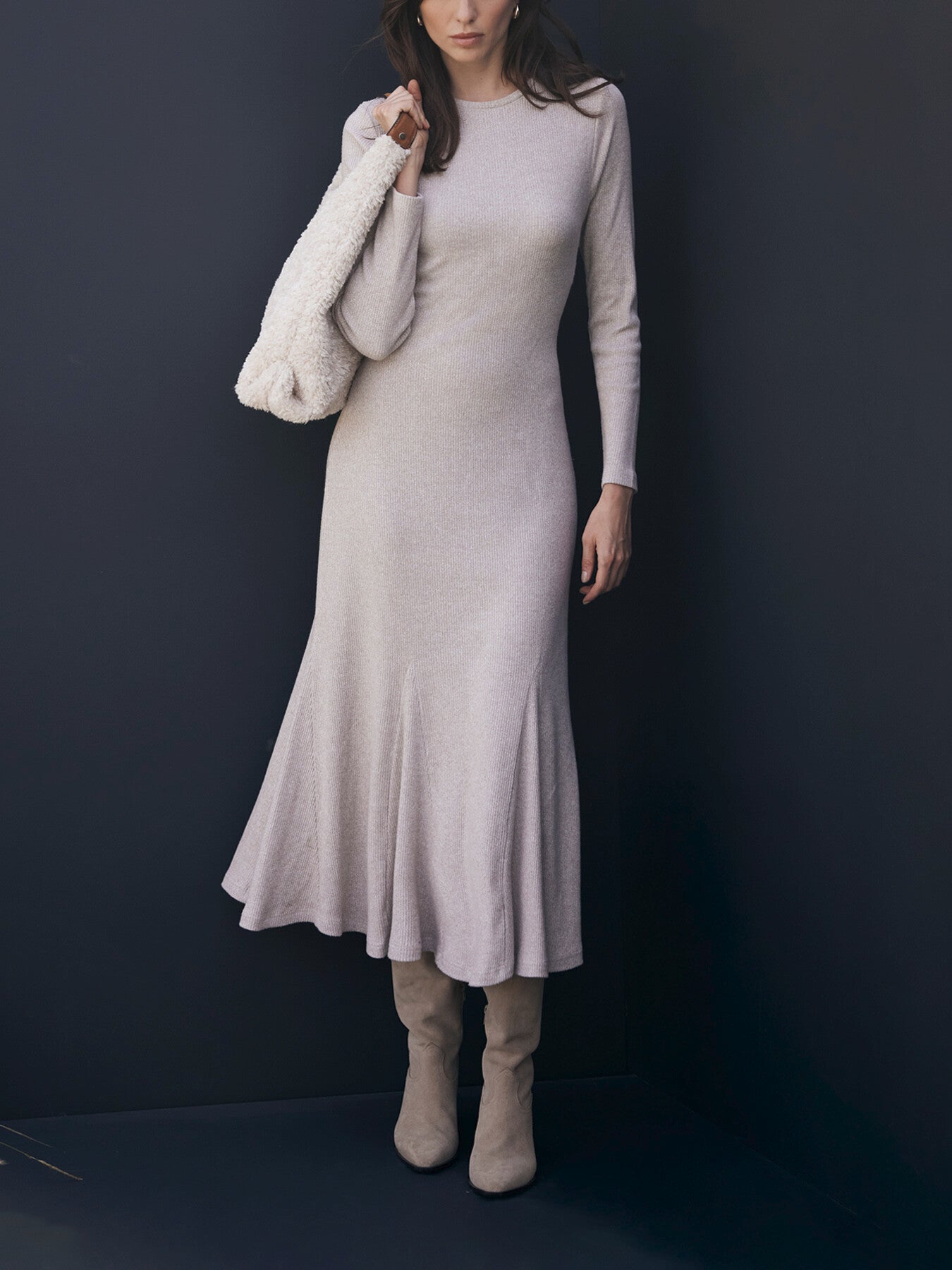 Cosy Ribbed Jersey Midi Dress