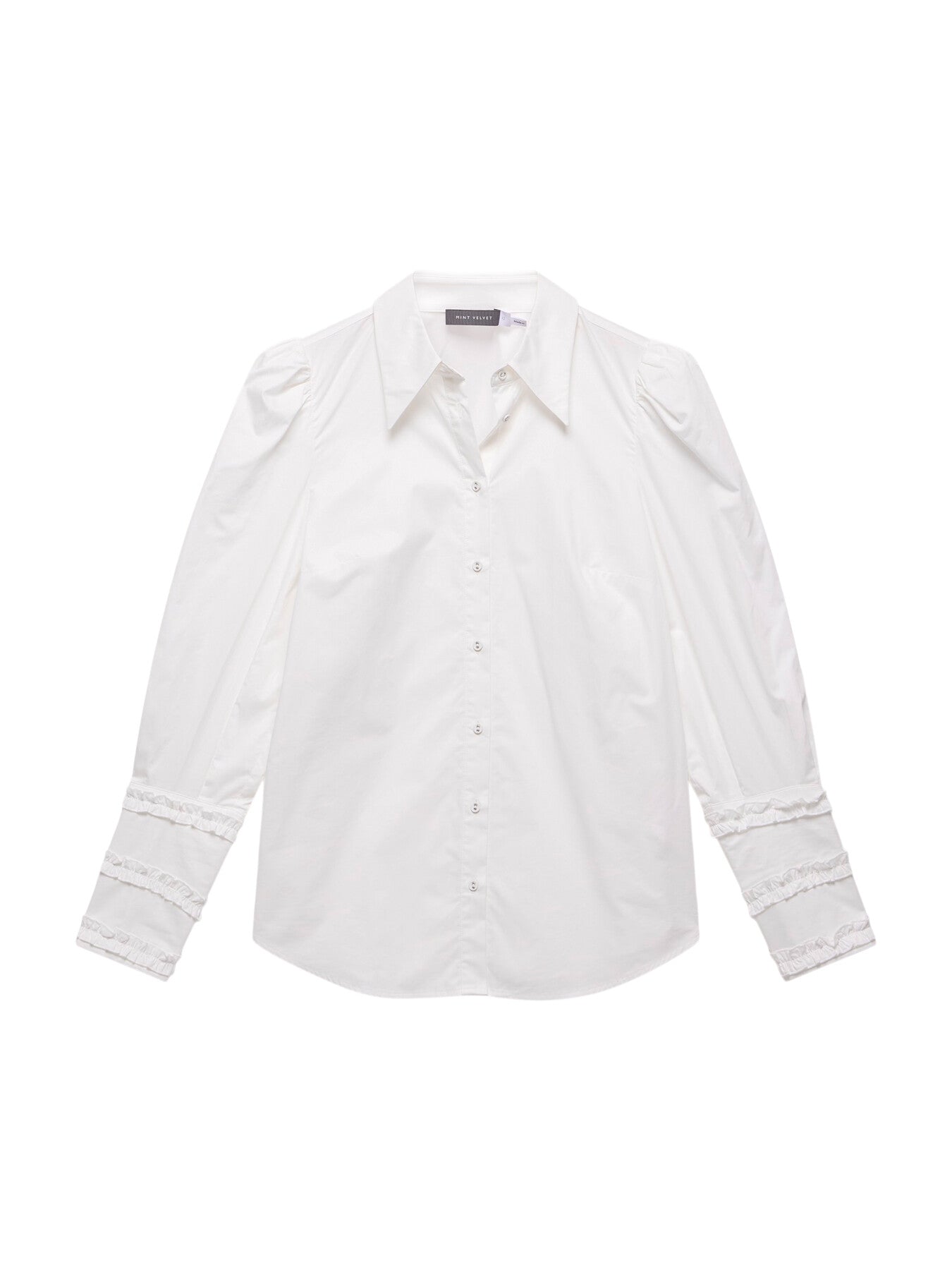 White Cotton Cuff Detail Shirt