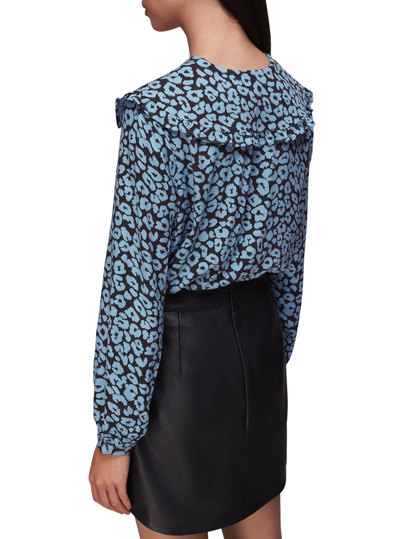 Fuzzy Leopard Collar Top