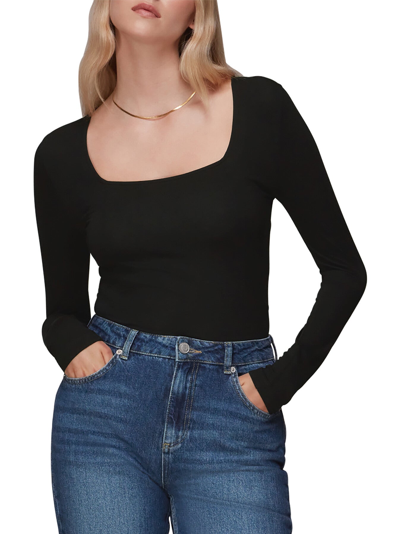 Square Neck Long Sleeve Top