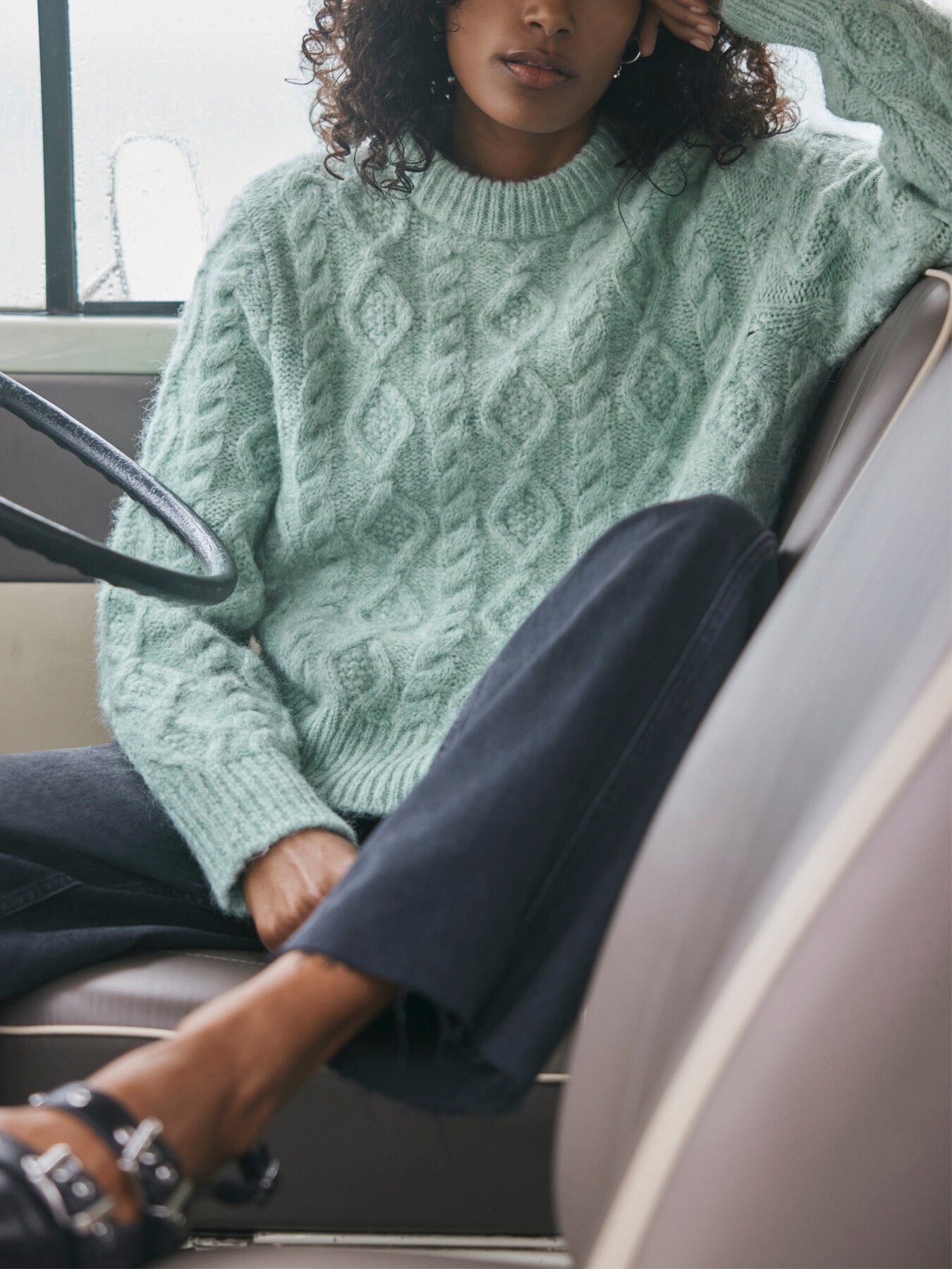 Green Cable Knit Jumper