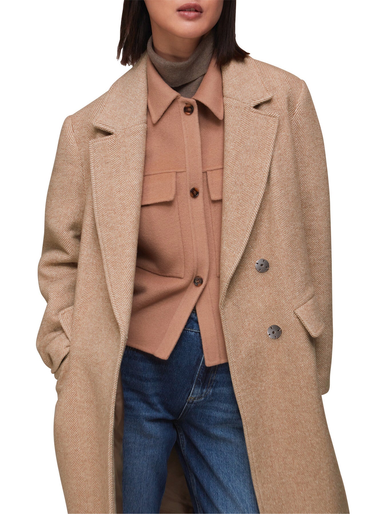 Herringbone Smart Wool Coat