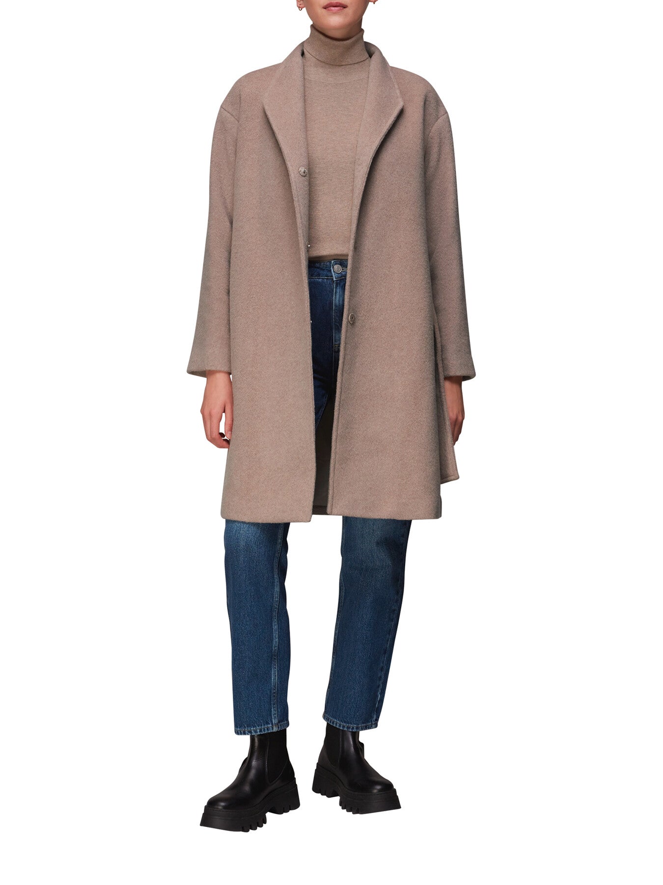 Clara Funnel Neck Wool Coat