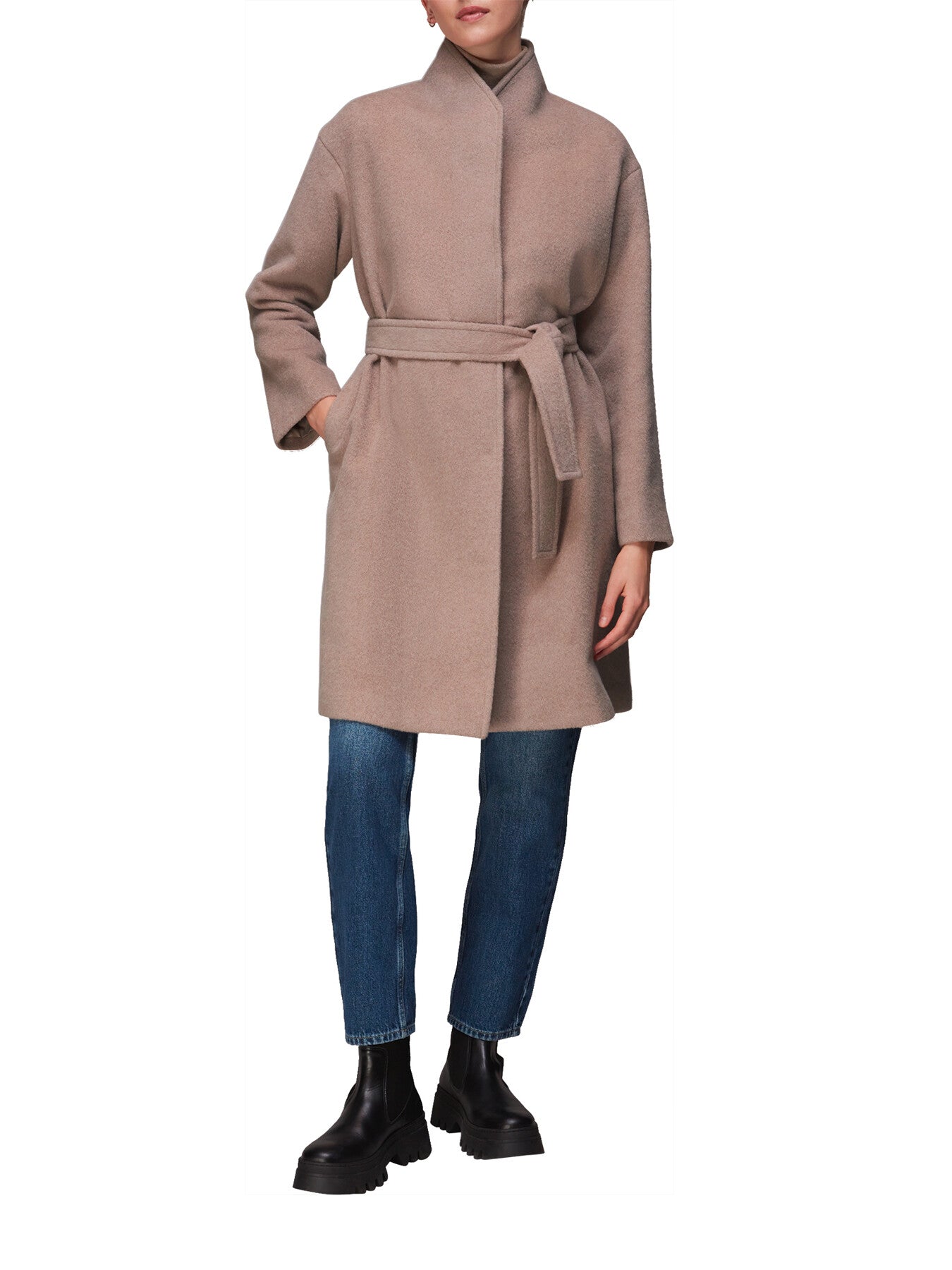 Clara Funnel Neck Wool Coat