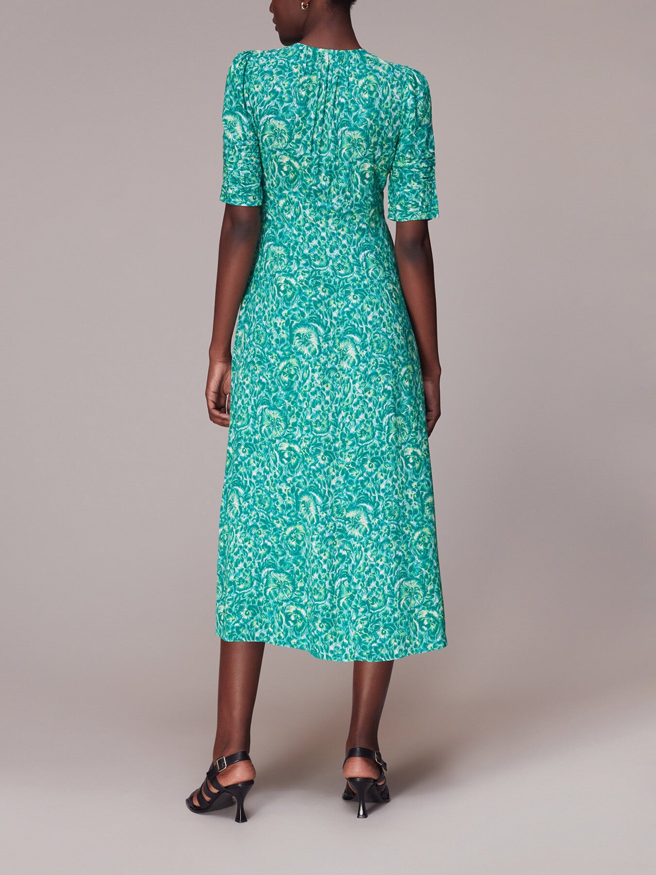 Clouded Floral Tie Midi Dress