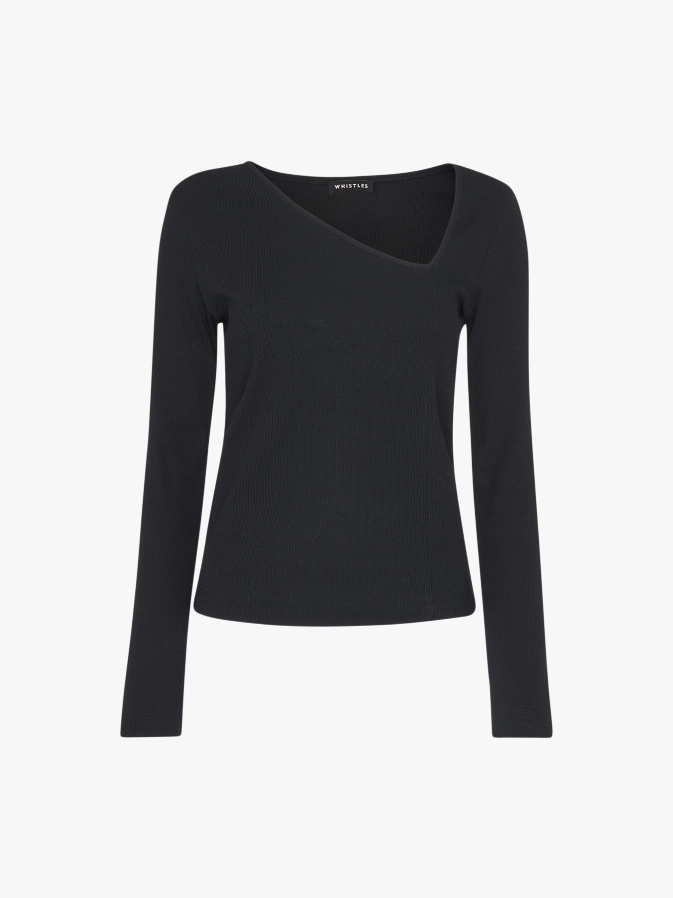 Ribbed Asymmetric V-Neck Top