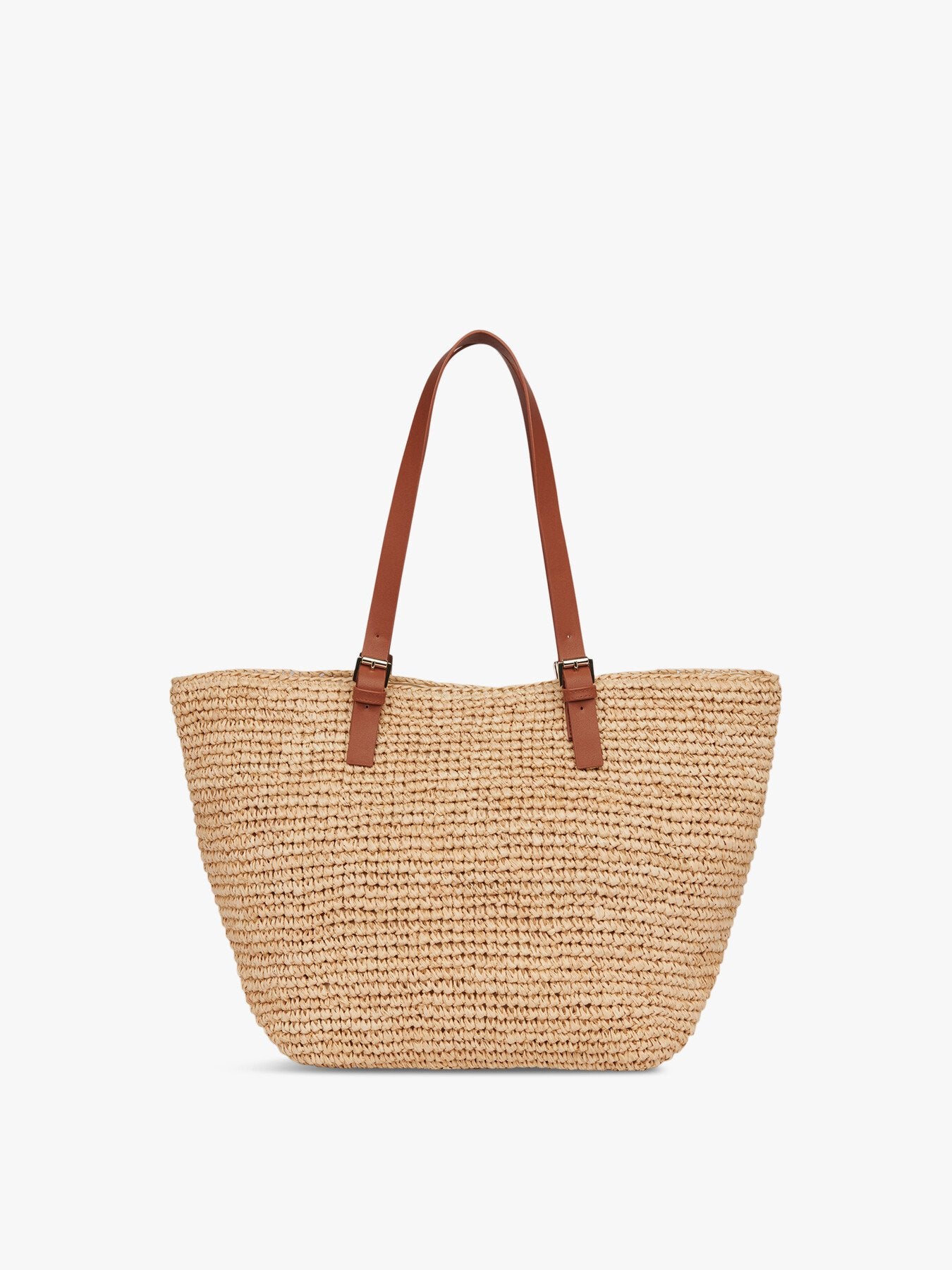 Teya Buckle Handle Straw Tote