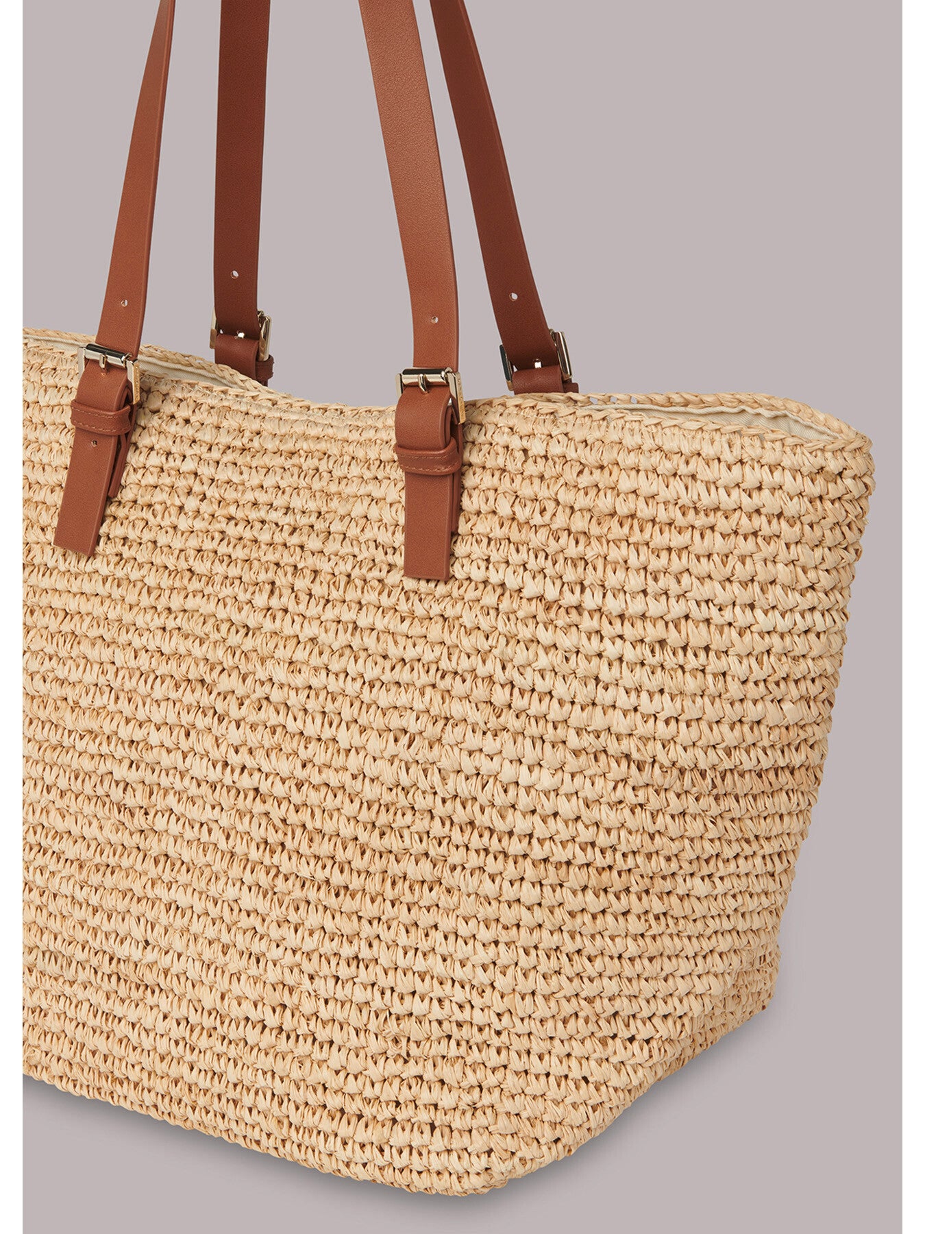 Teya Buckle Handle Straw Tote
