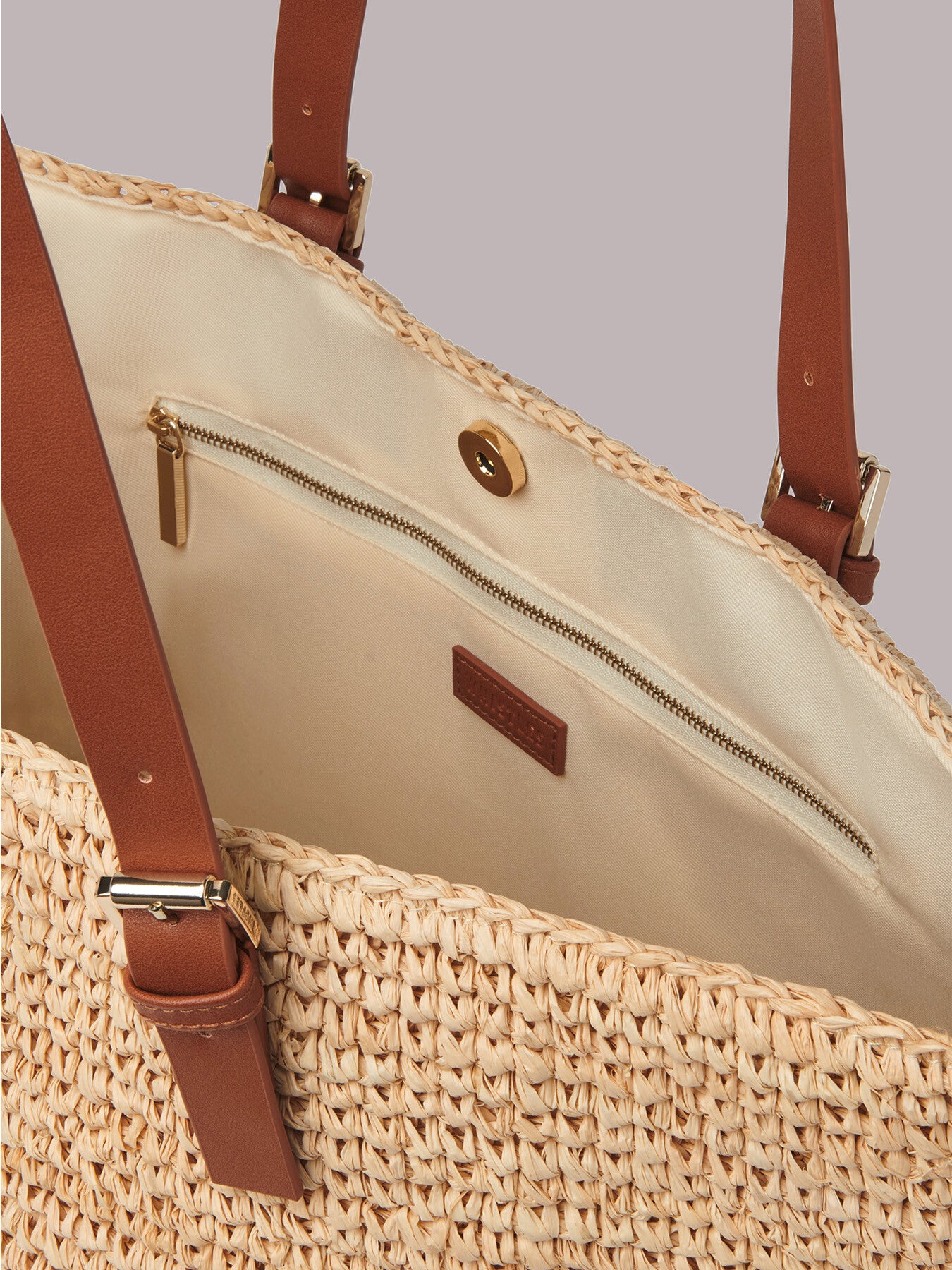 Teya Buckle Handle Straw Tote
