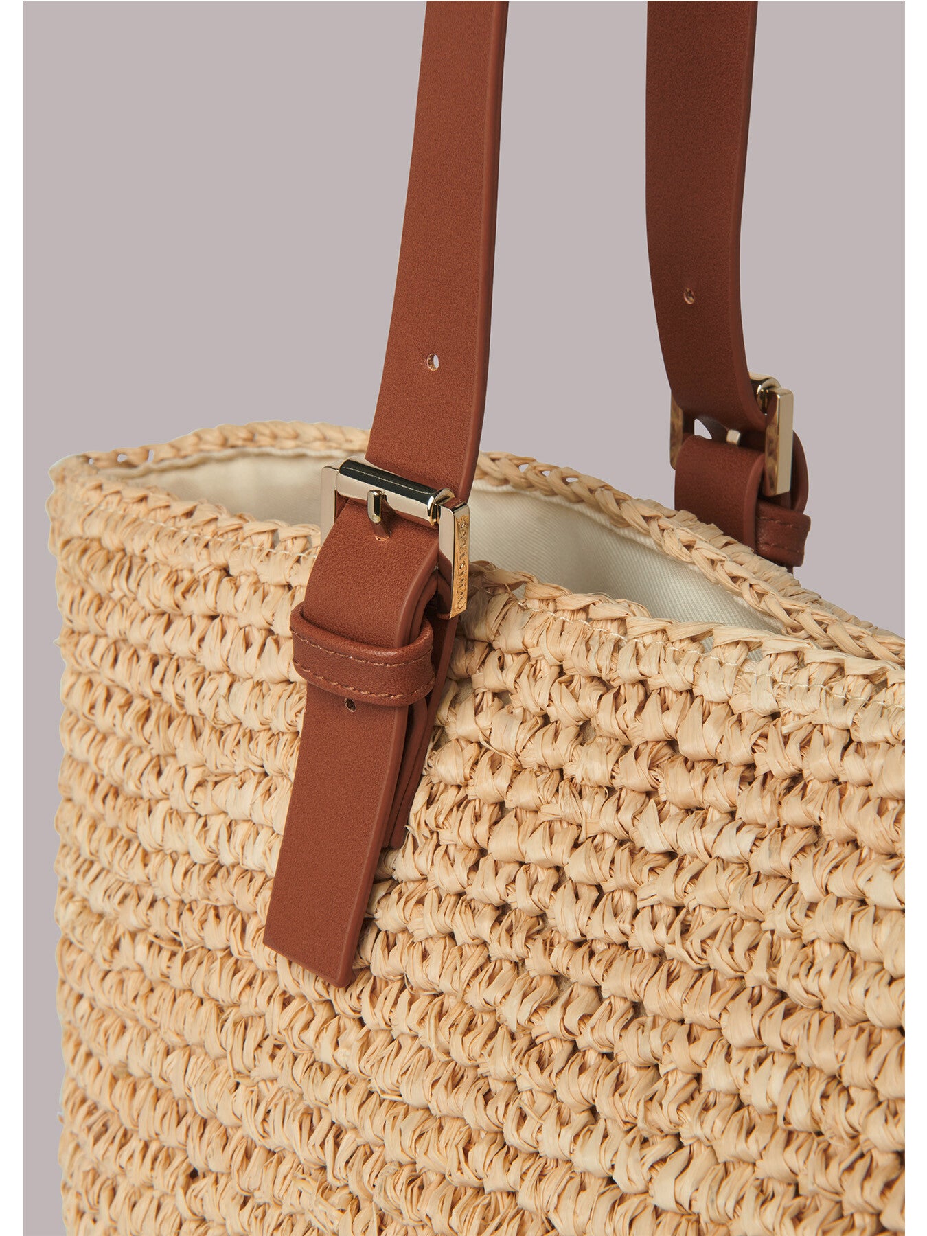Teya Buckle Handle Straw Tote