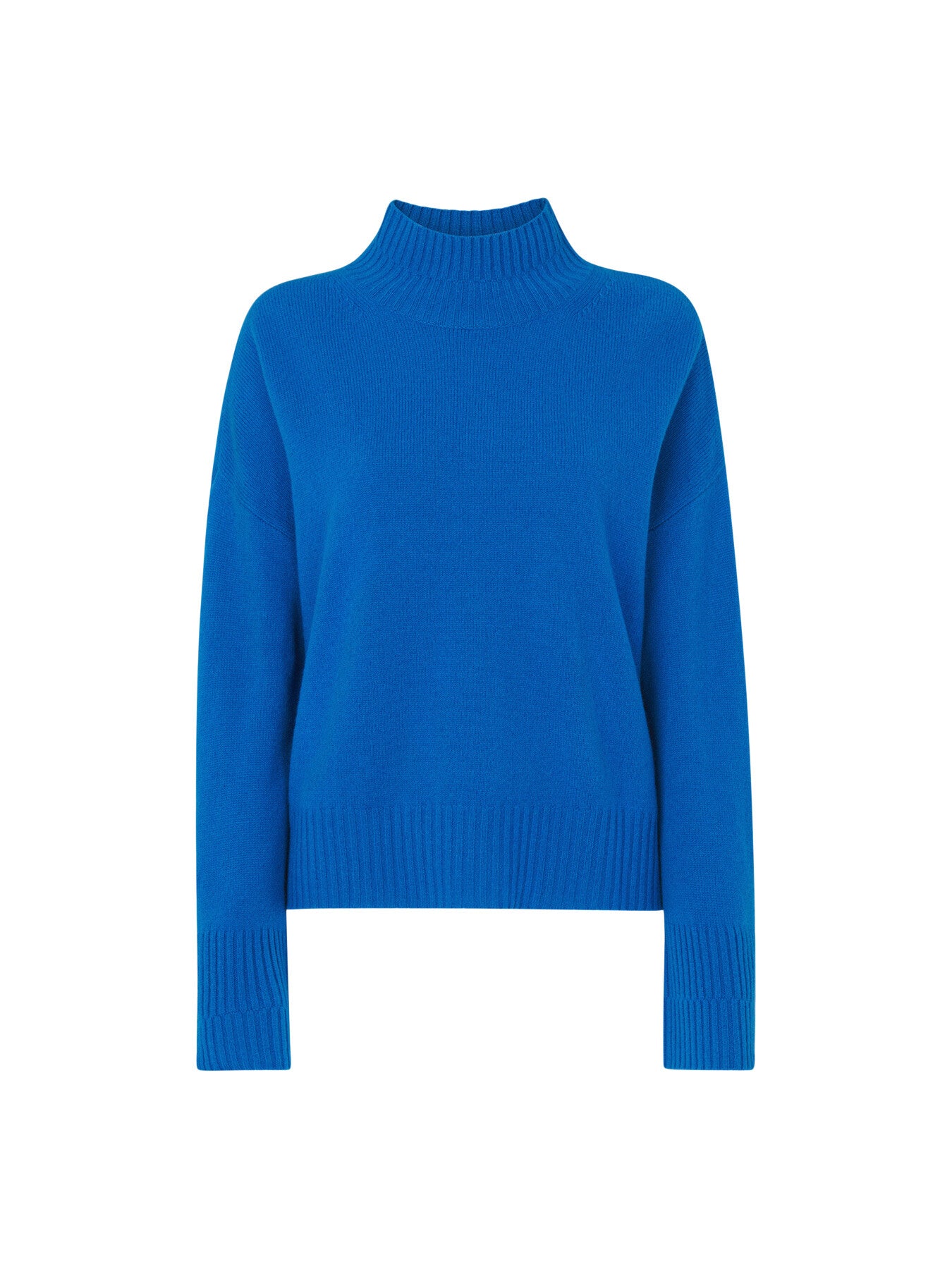 Wool Double Trim Funnel Neck