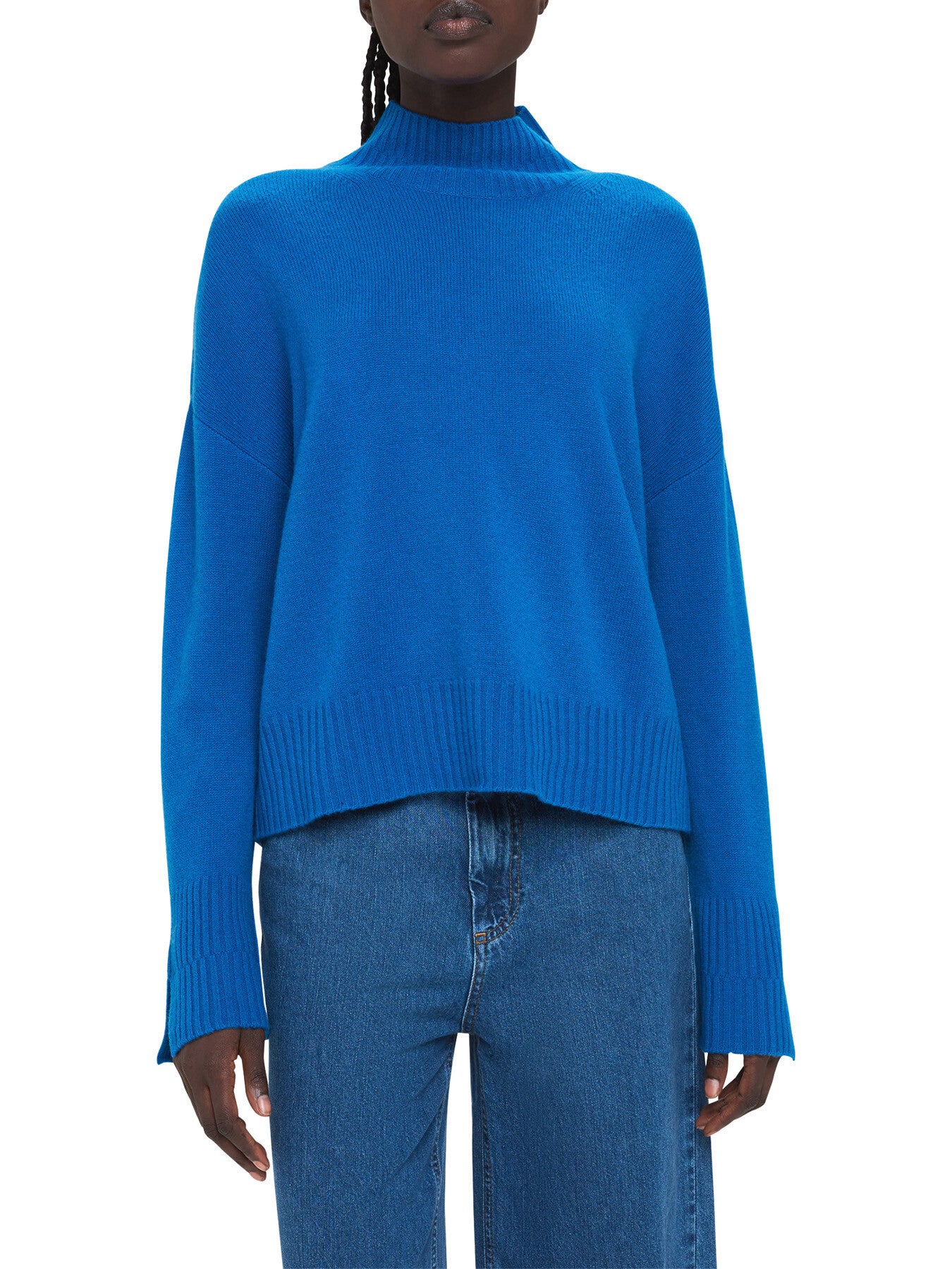 Wool Double Trim Funnel Neck