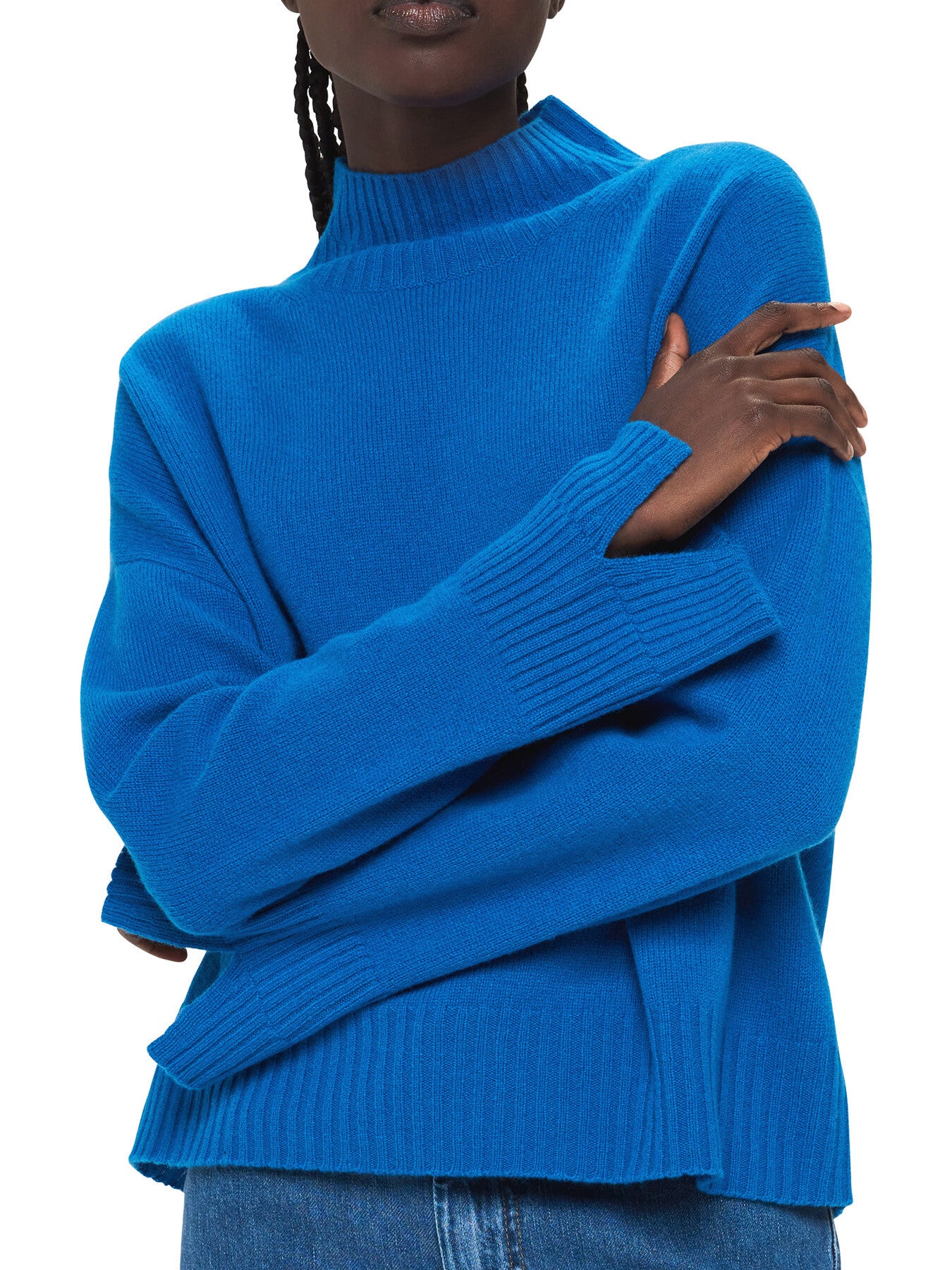 Wool Double Trim Funnel Neck