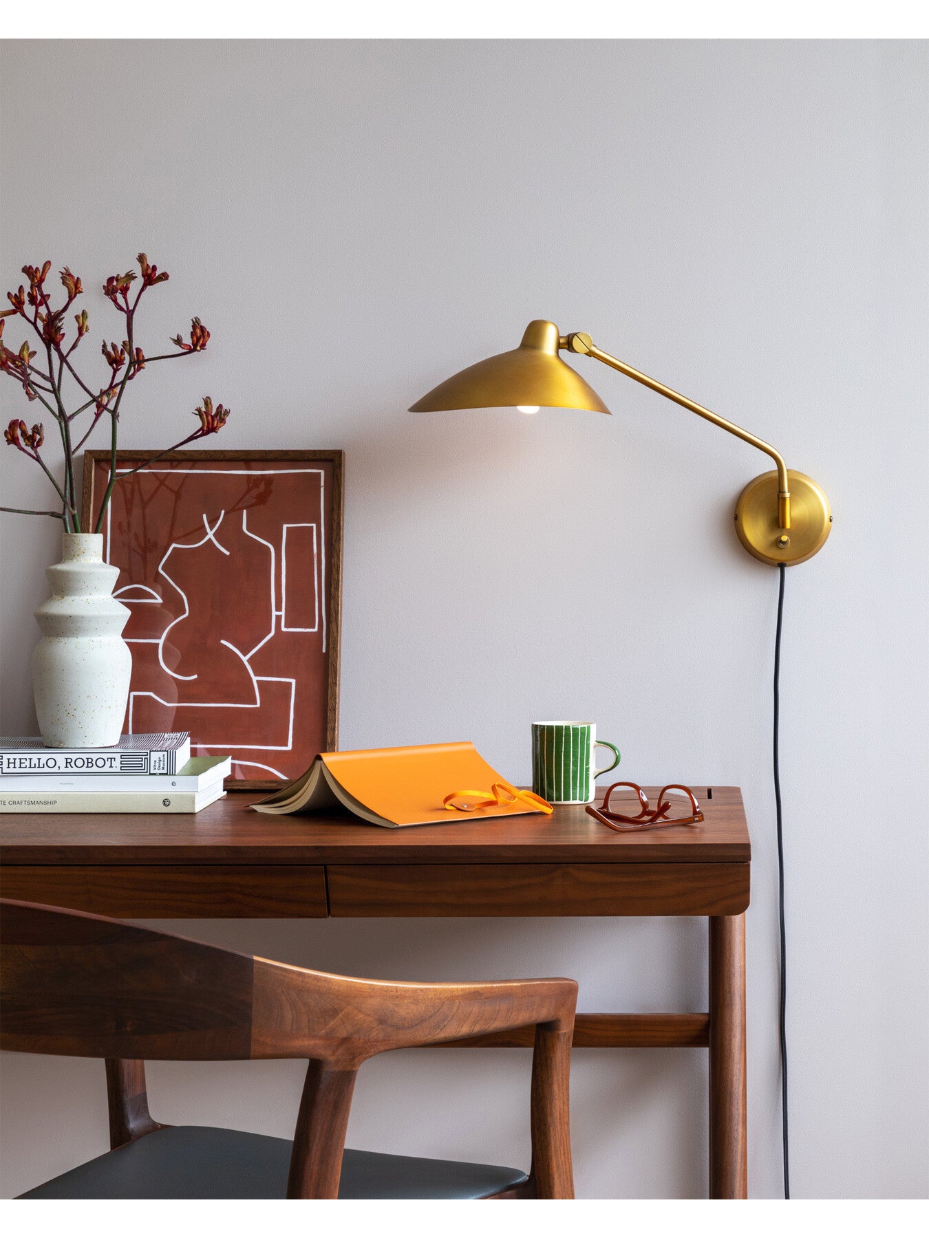 Milton Swing Arm Wall Light Brass