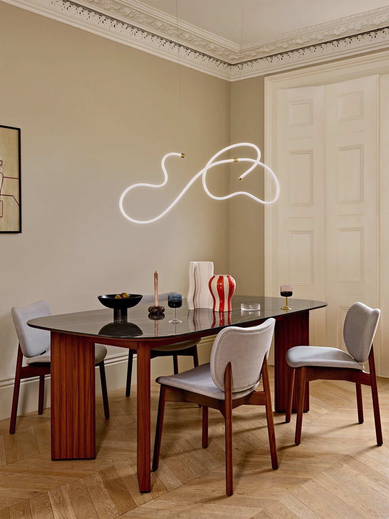 Squiggle LED Pendant White/Gold