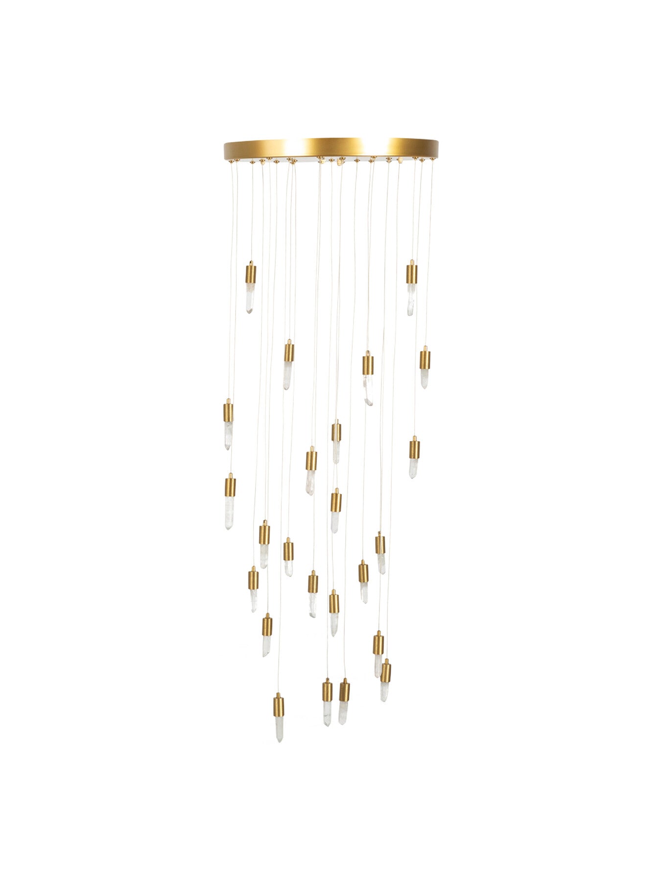 Rock Crystal LED Chandelier Brushed Gold