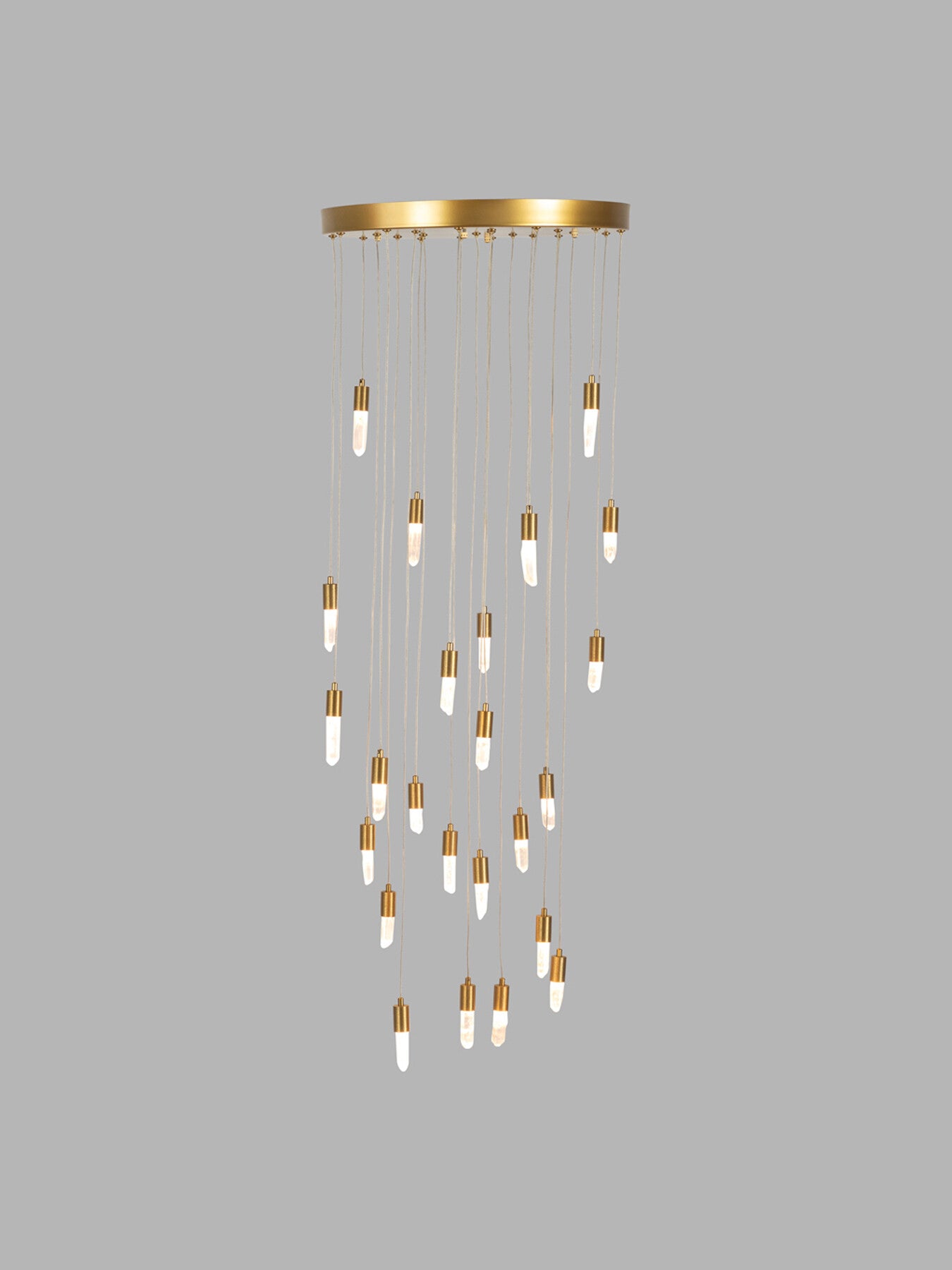Rock Crystal LED Chandelier Brushed Gold