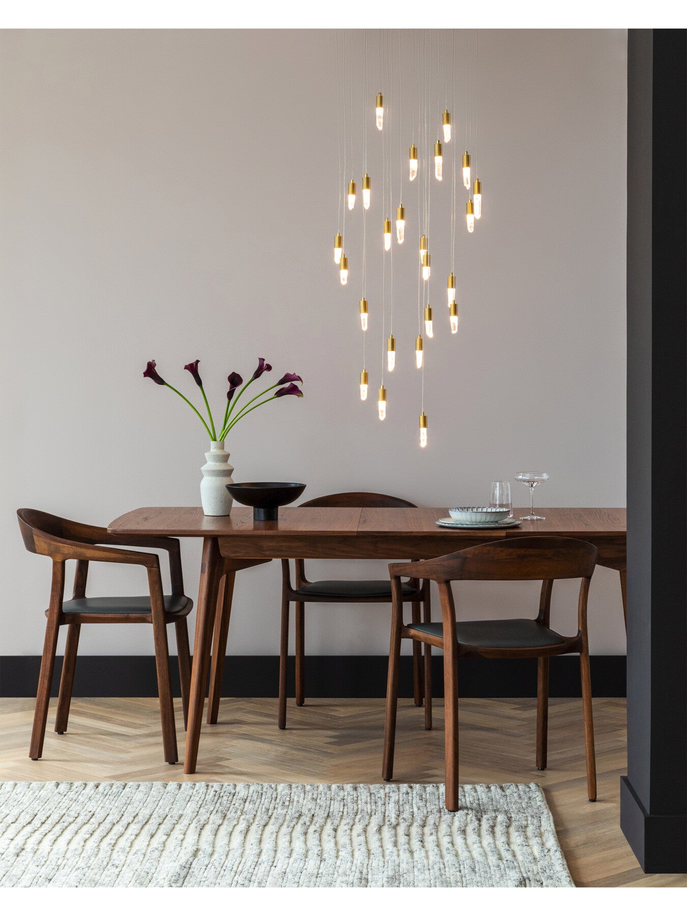 Rock Crystal LED Chandelier Brushed Gold