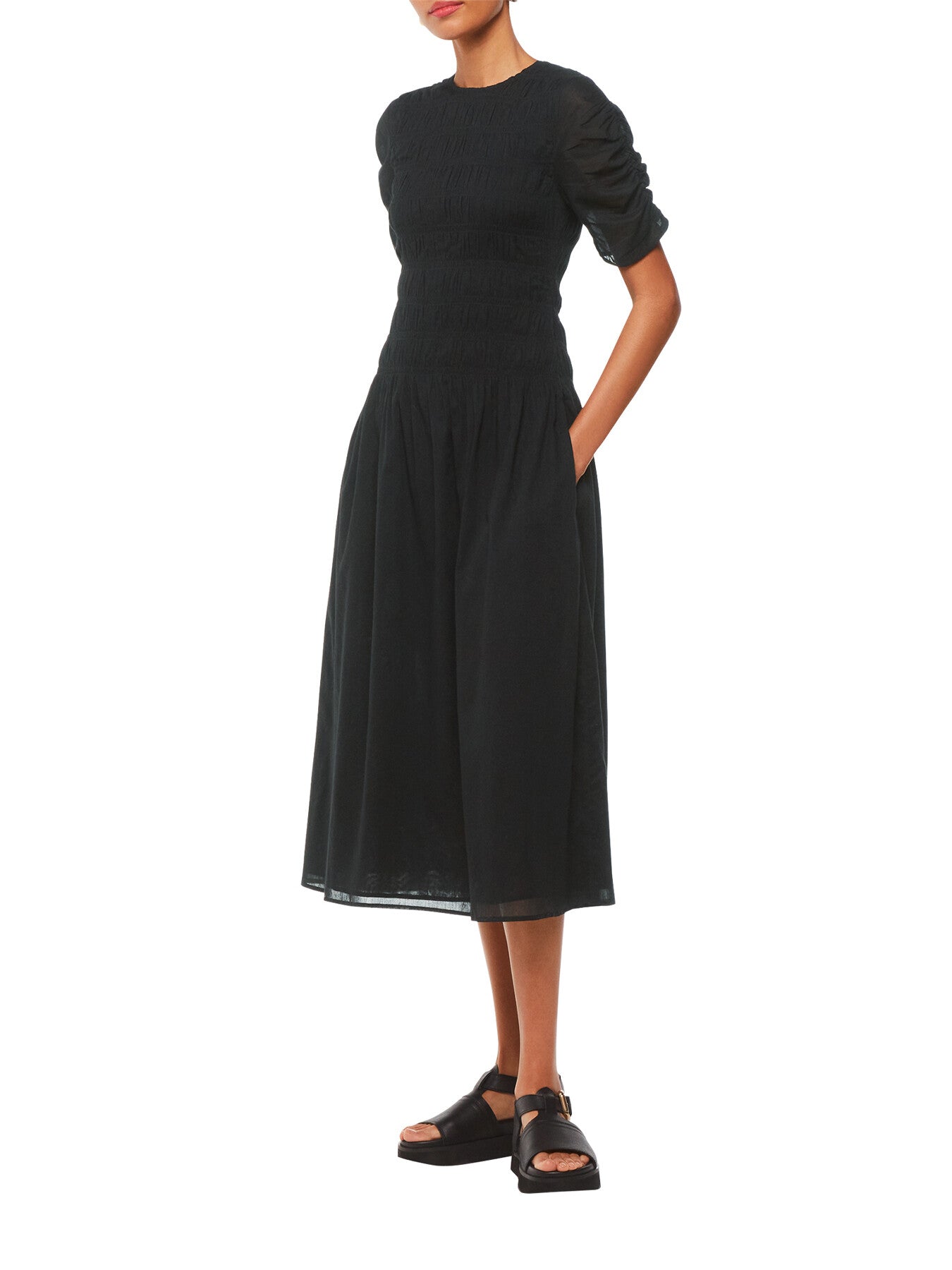 Black Avery Smocked Dress