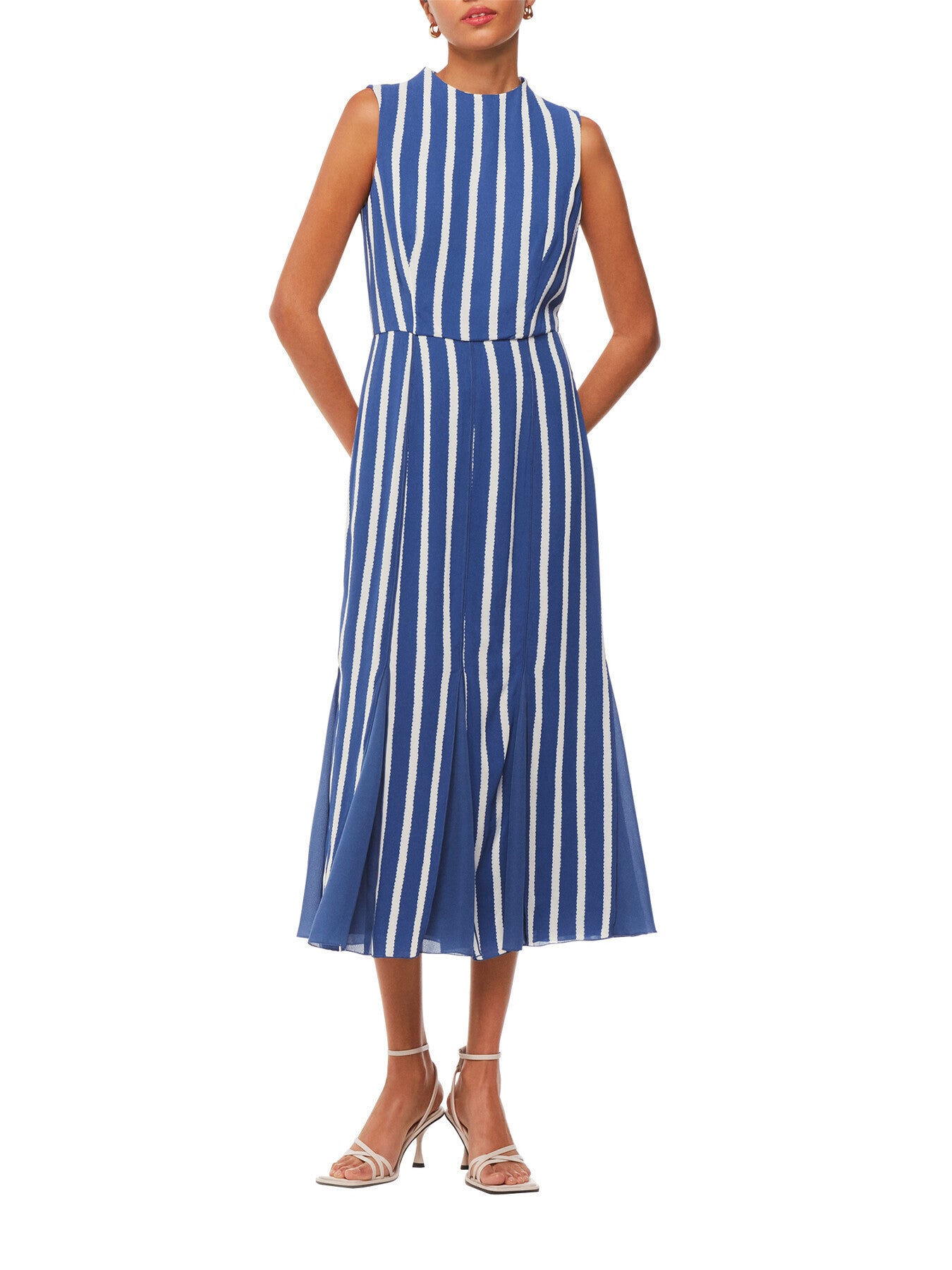 Crinkle Stripe Midi Dress
